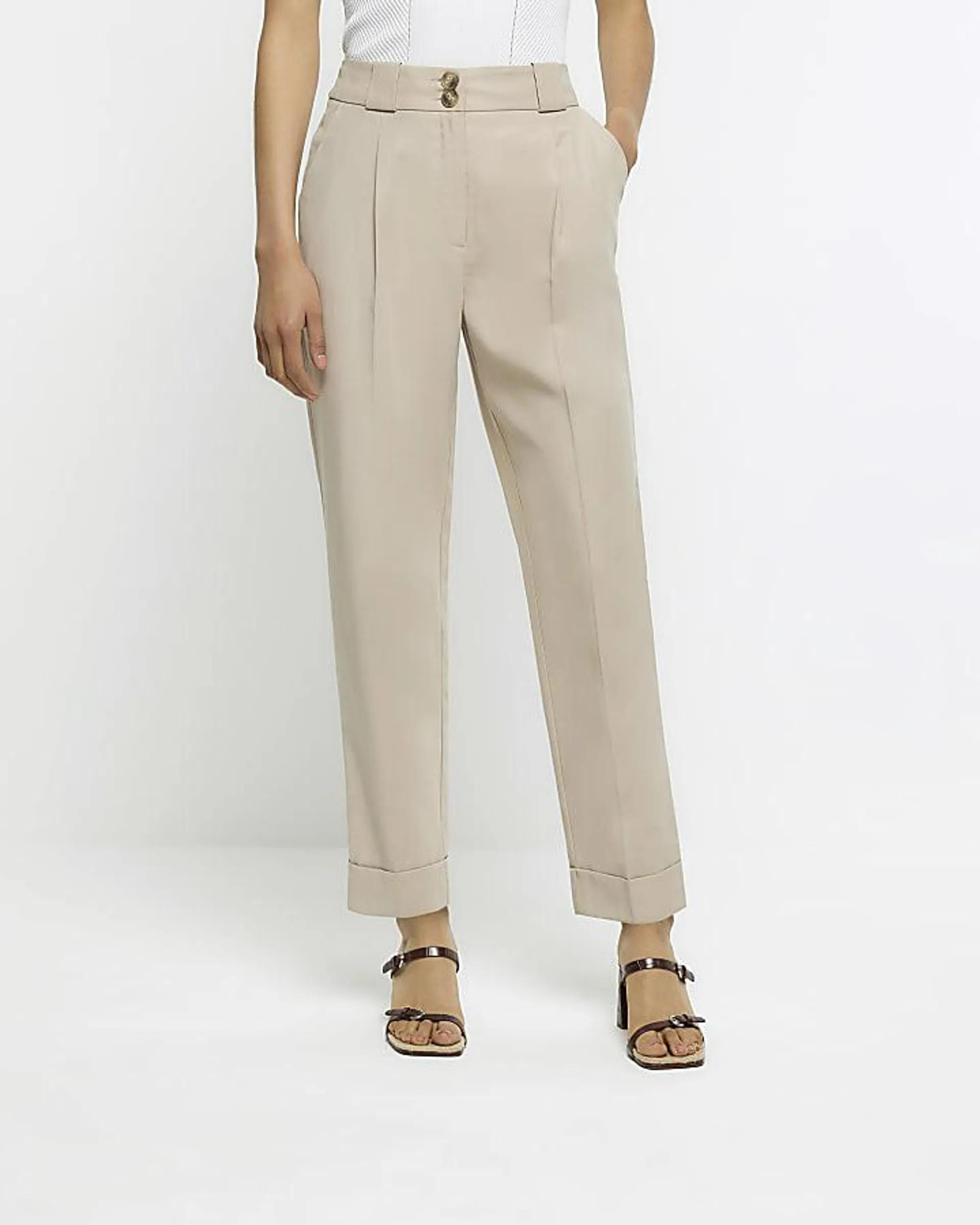 Stone straight leg smart trousers