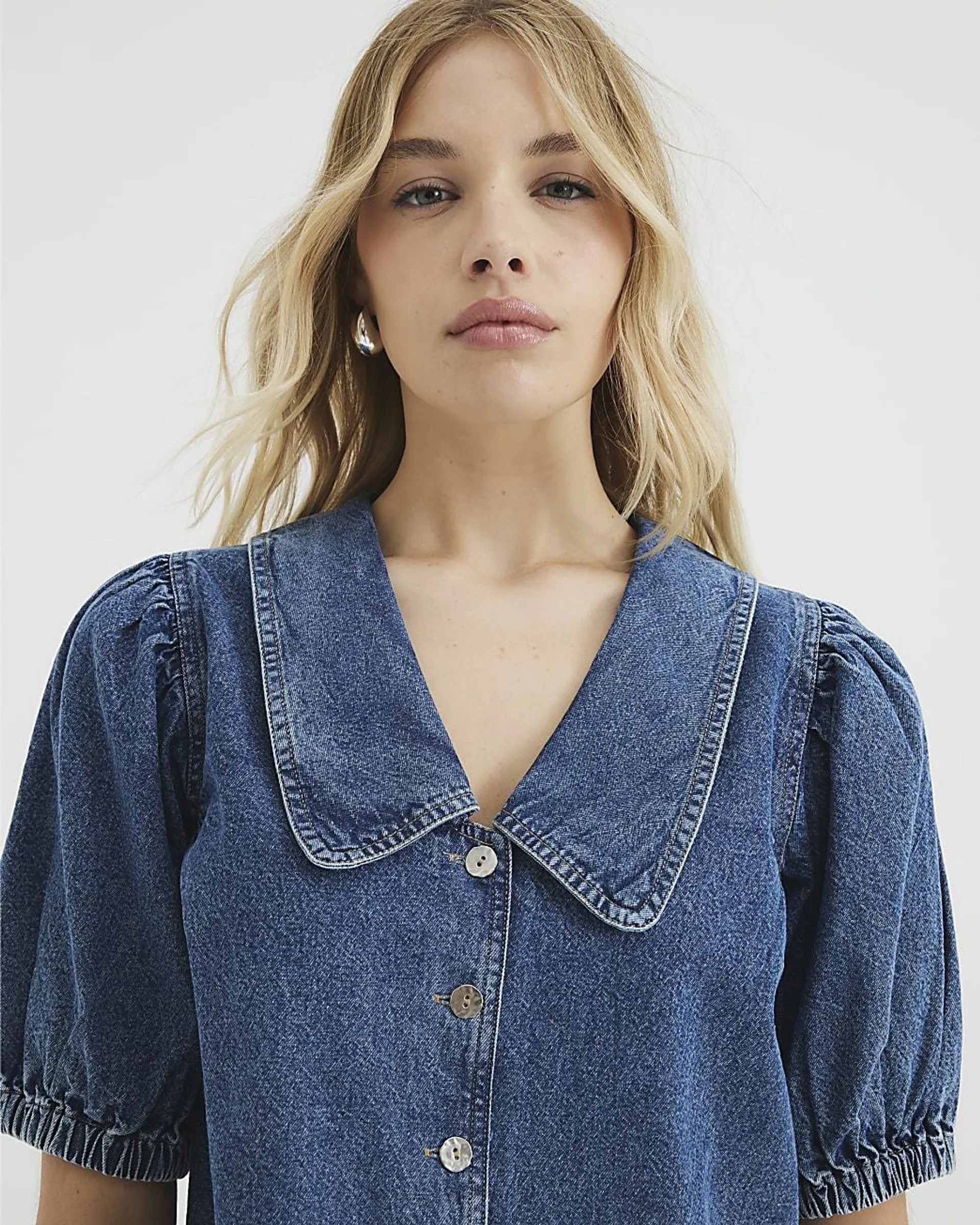 Blue Denim Collared Shirt