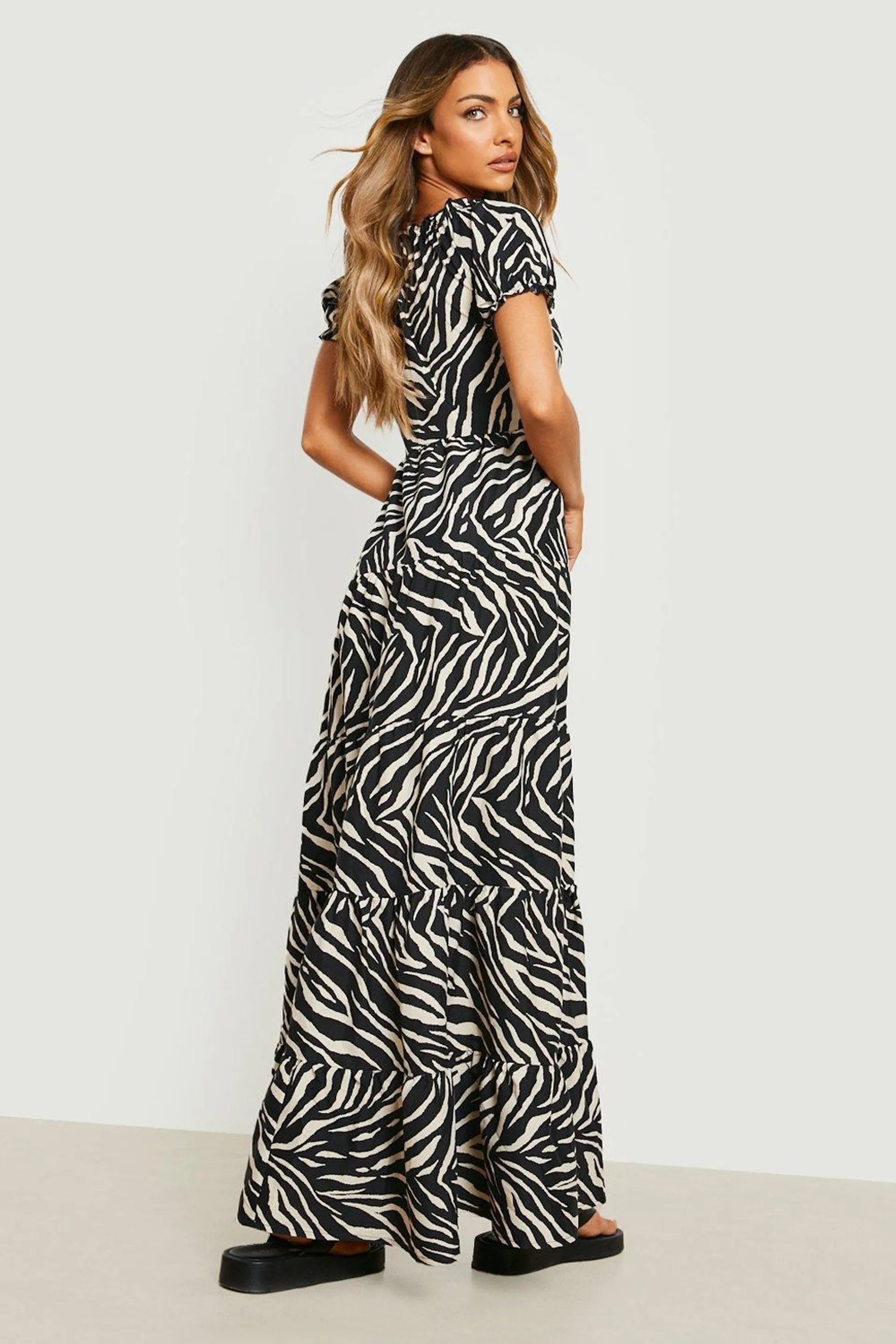 Zebra Tiered Maxi Dress