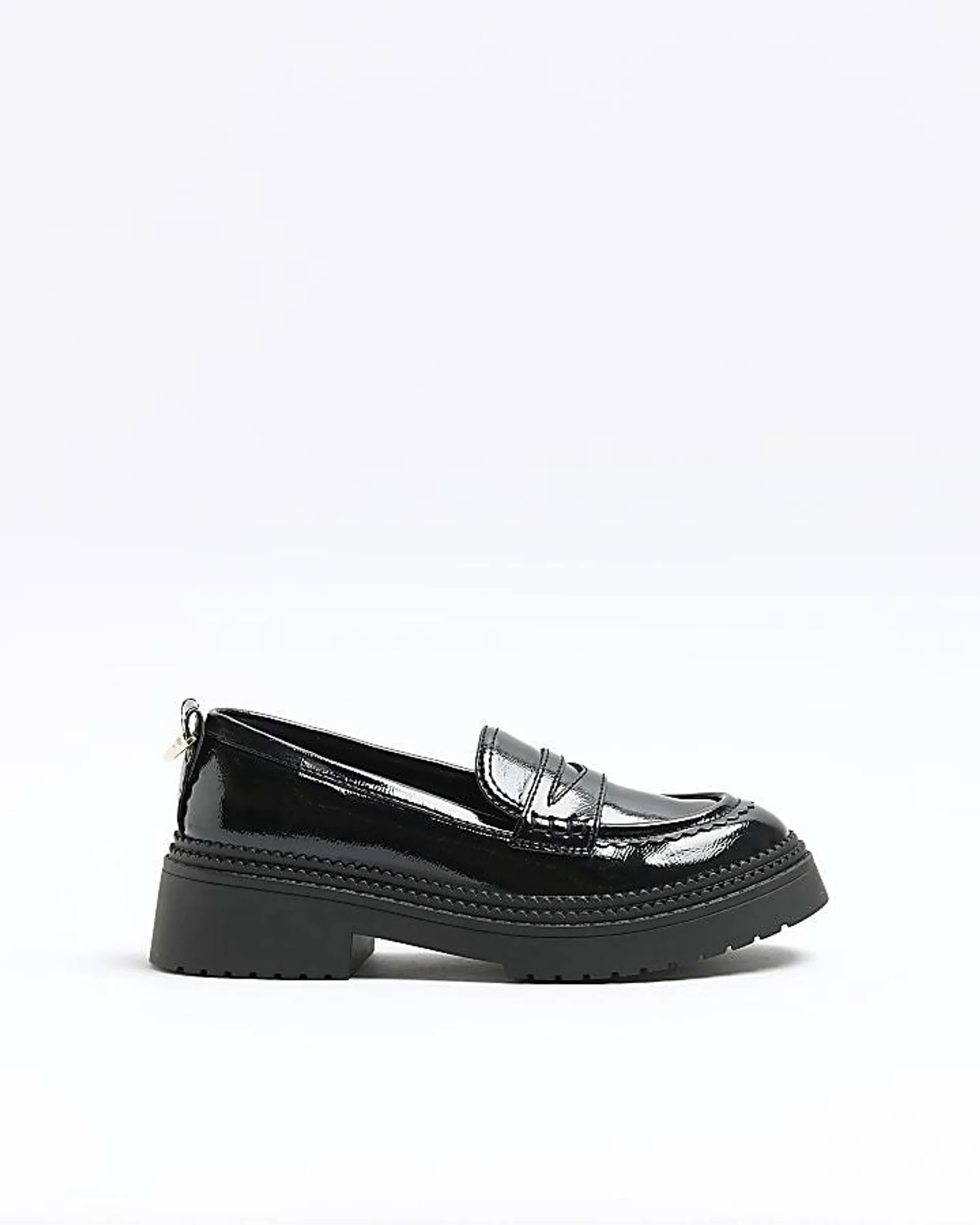 Black patent chunky loafers