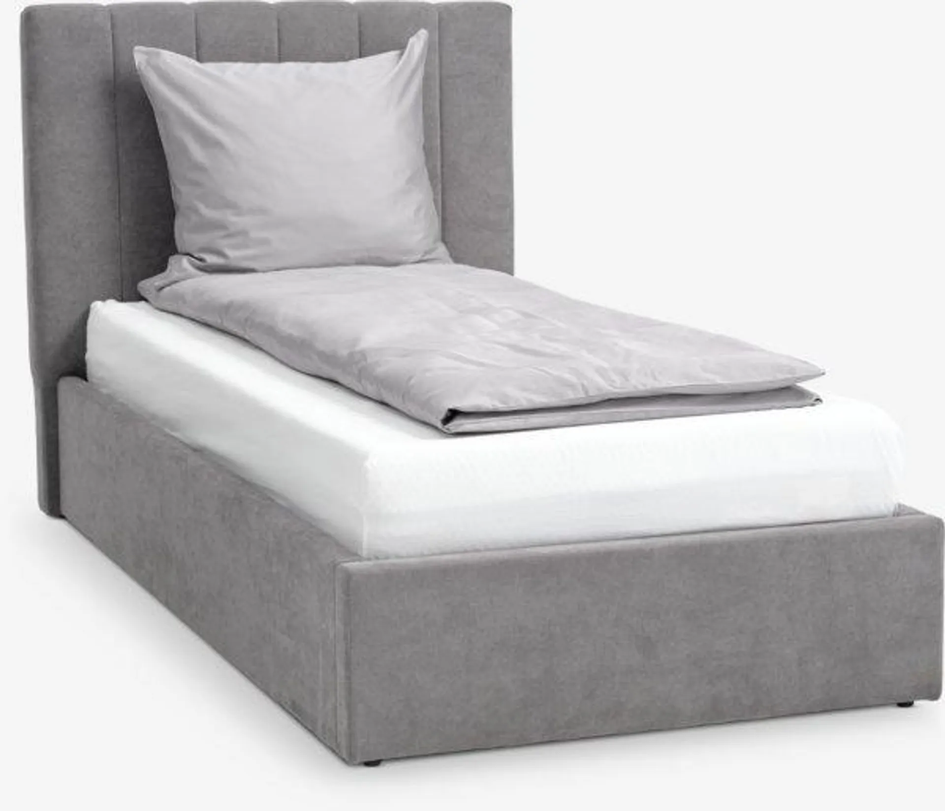 Bed frame HASLEV Single dark grey fabric