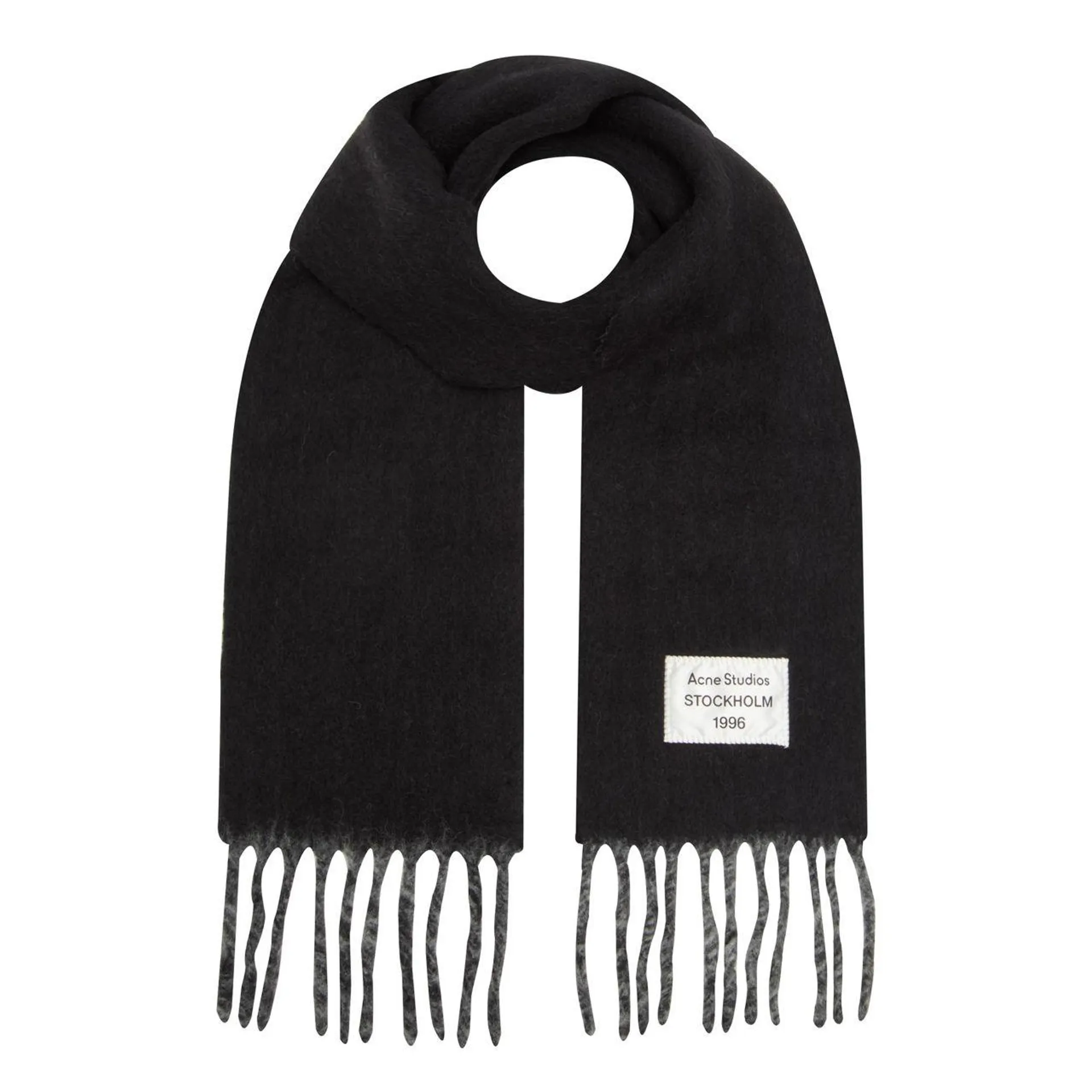 Logo Badge Fringed Scarf