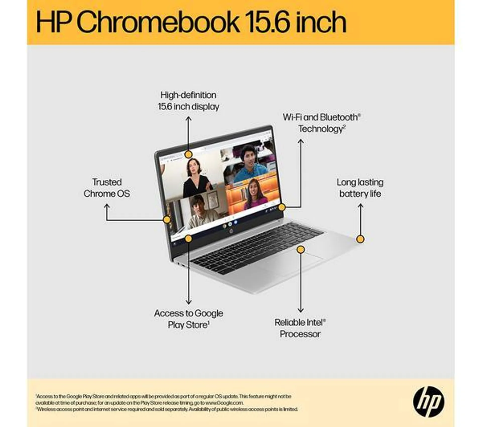 HP 15a-na0503sa 15.6" Chromebook - Intel® Celeron®,128 GB eMMC, Silver