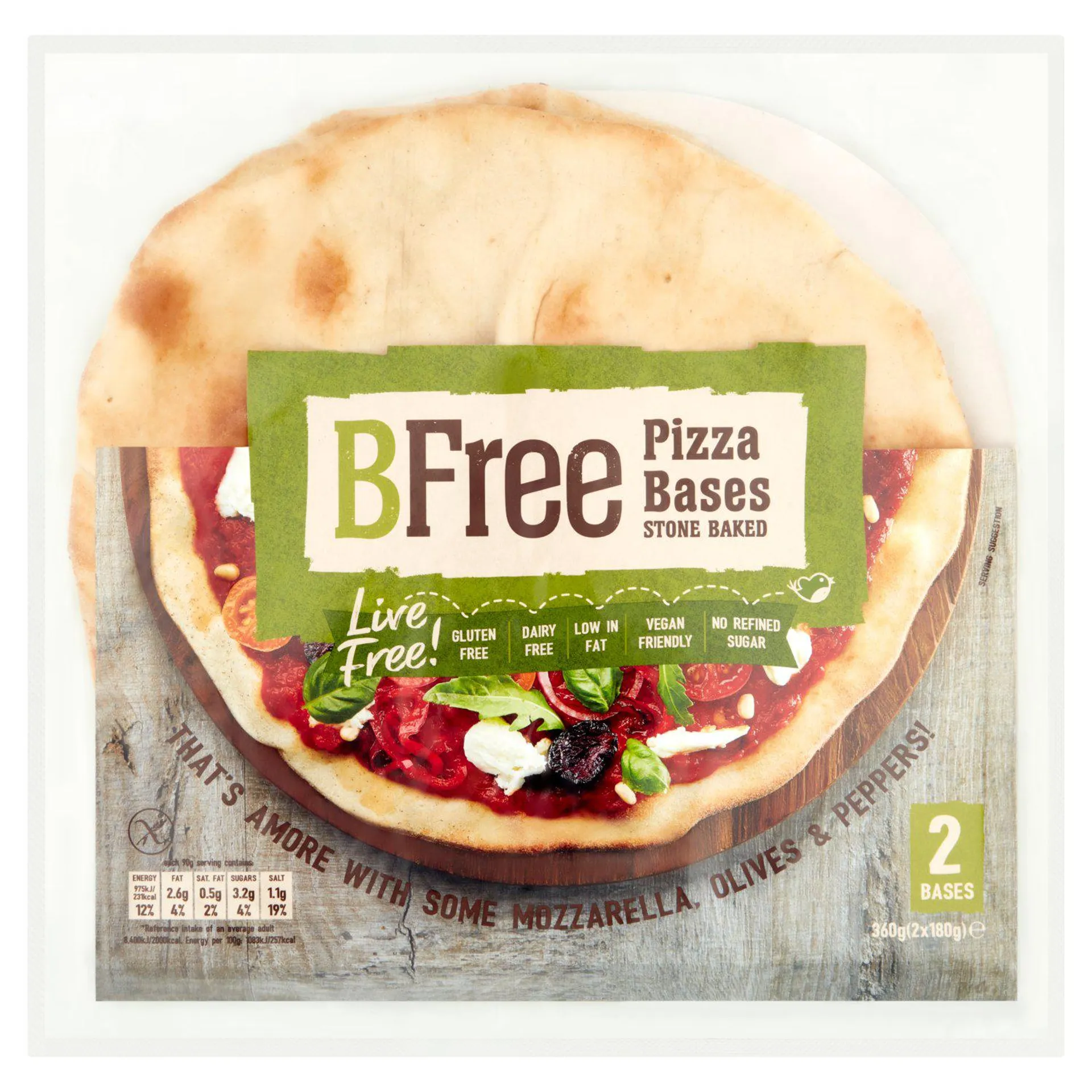 BFree Gluten Free Stone Baked Pizza Bases (360 g)