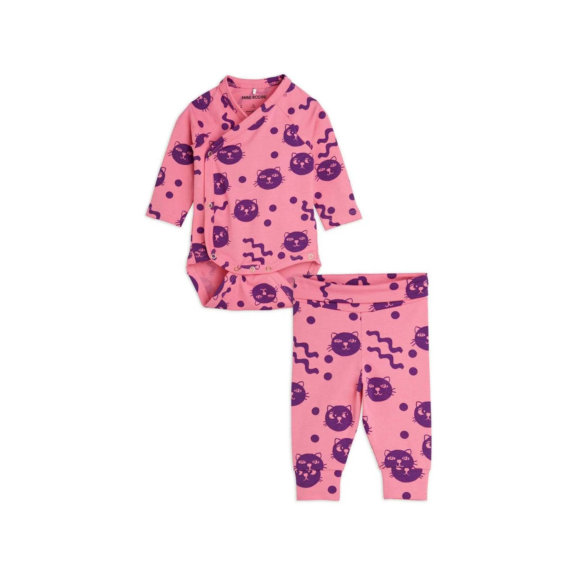 Two-Piece Squiggly Cats Bodysuit & Leggings Set