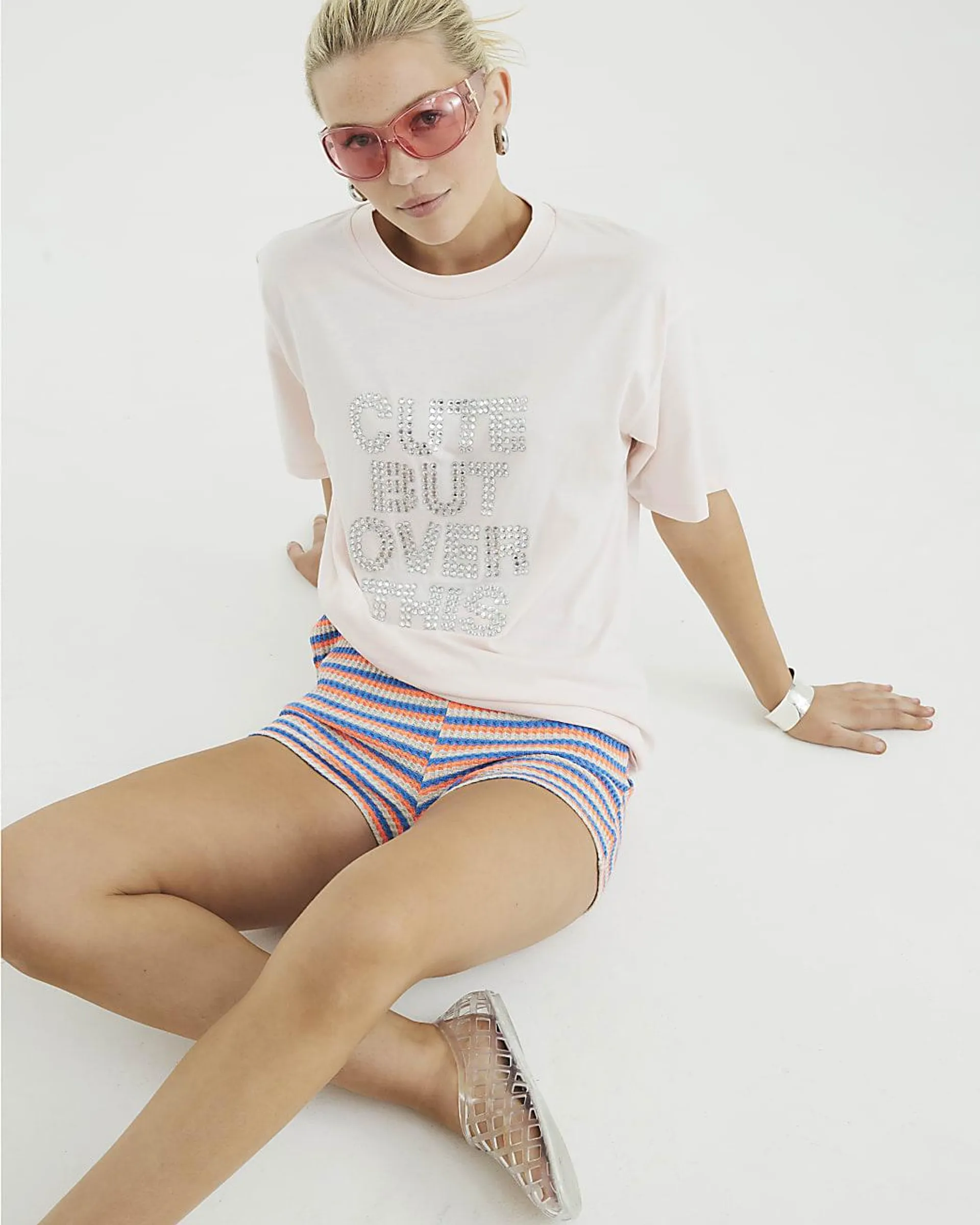 Pink Short Sleeve Cute But Over This T-shirt