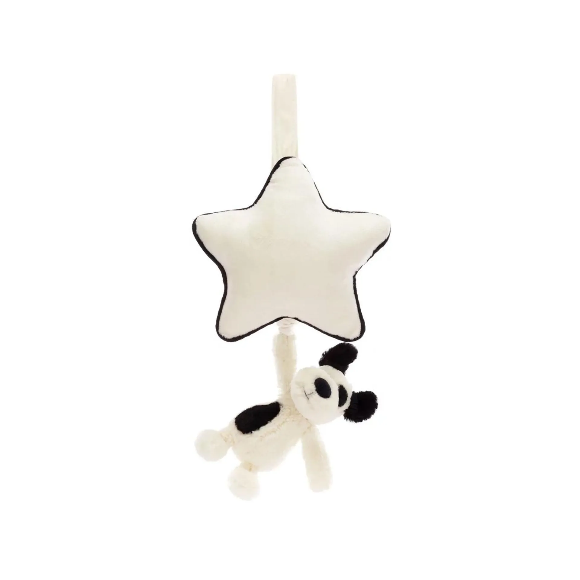 JELLYCAT Bashful Black & Cream Puppy Musical Pull