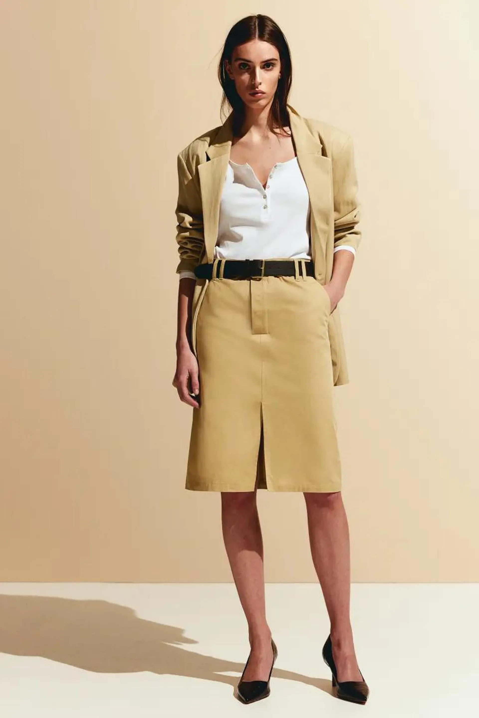 Belted utility skirt