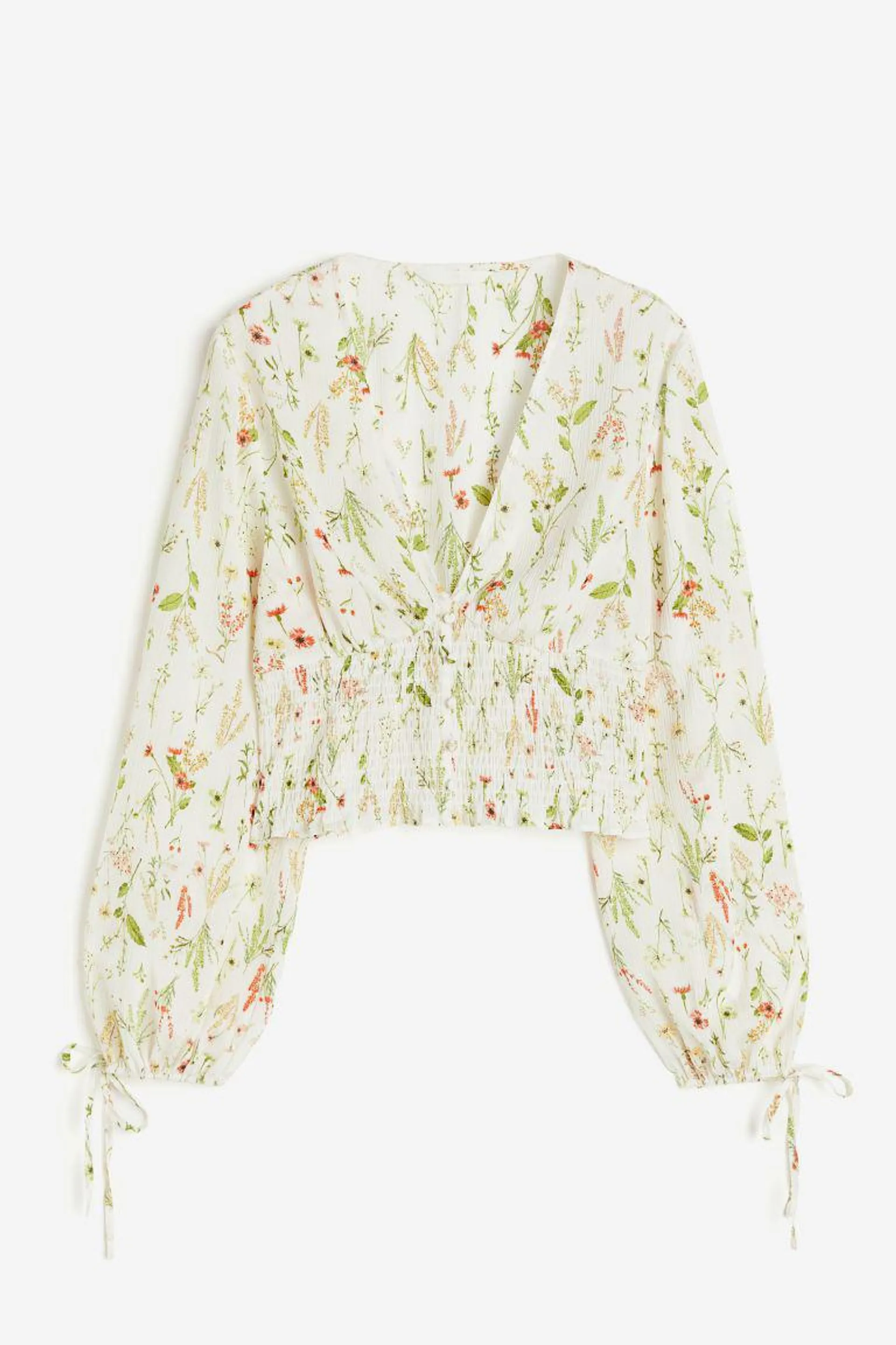 Cropped V-neck blouse