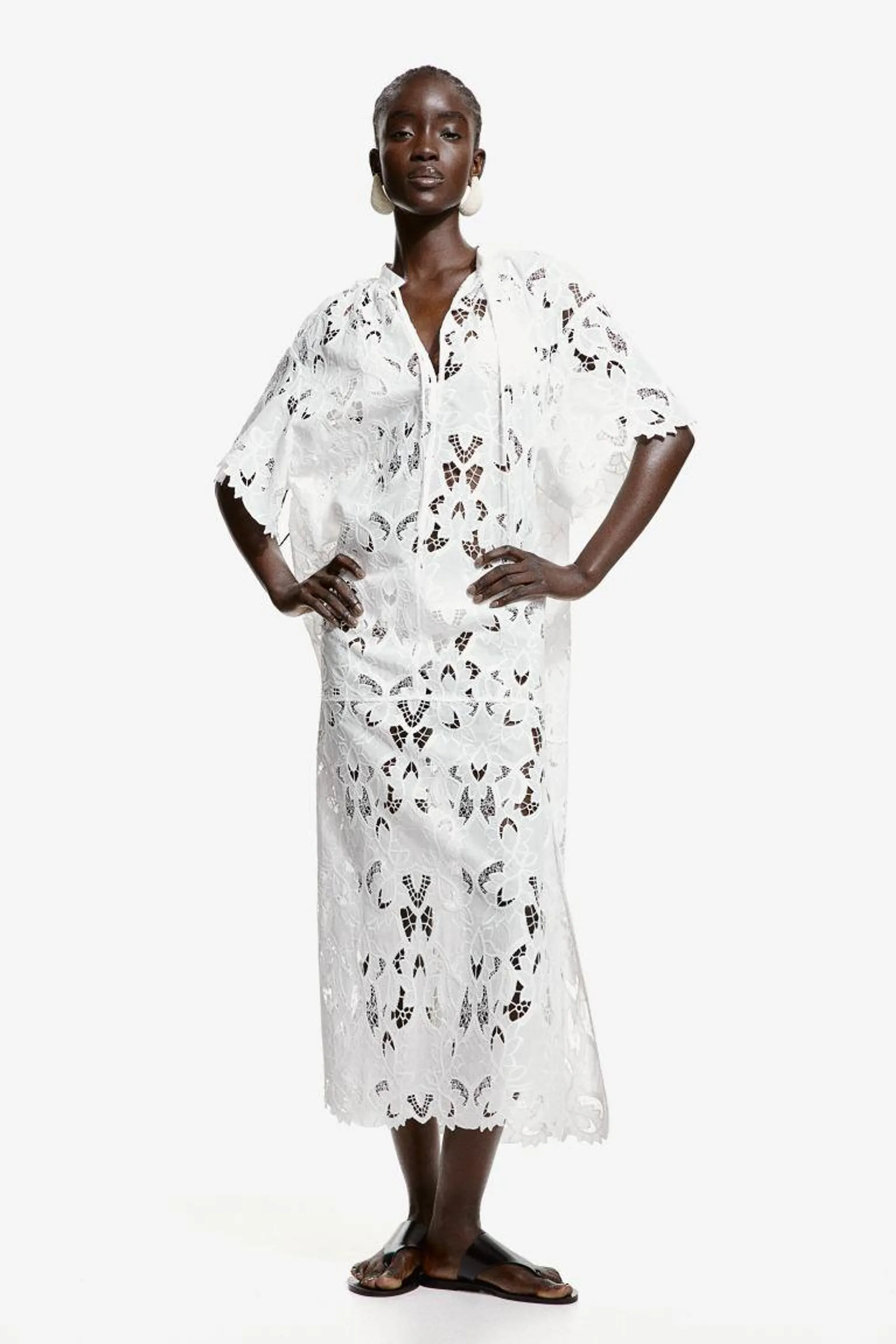 Broderie anglaise kaftan dress