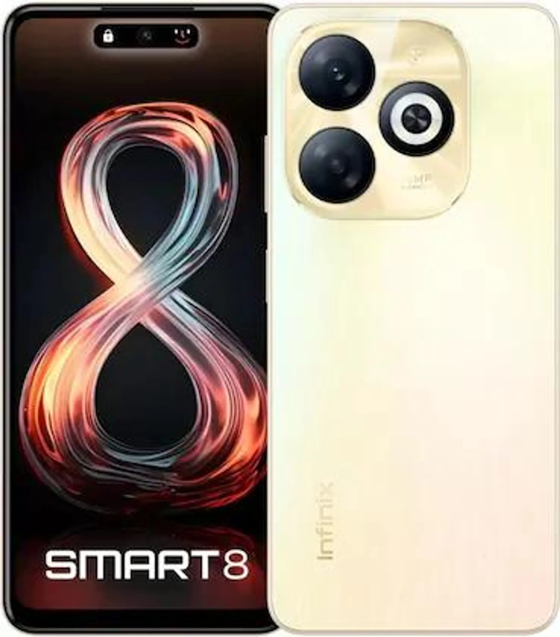 Infinix SMART 8, 8GB RAM, 128GB ROM, Shiny Gold, Smartphone