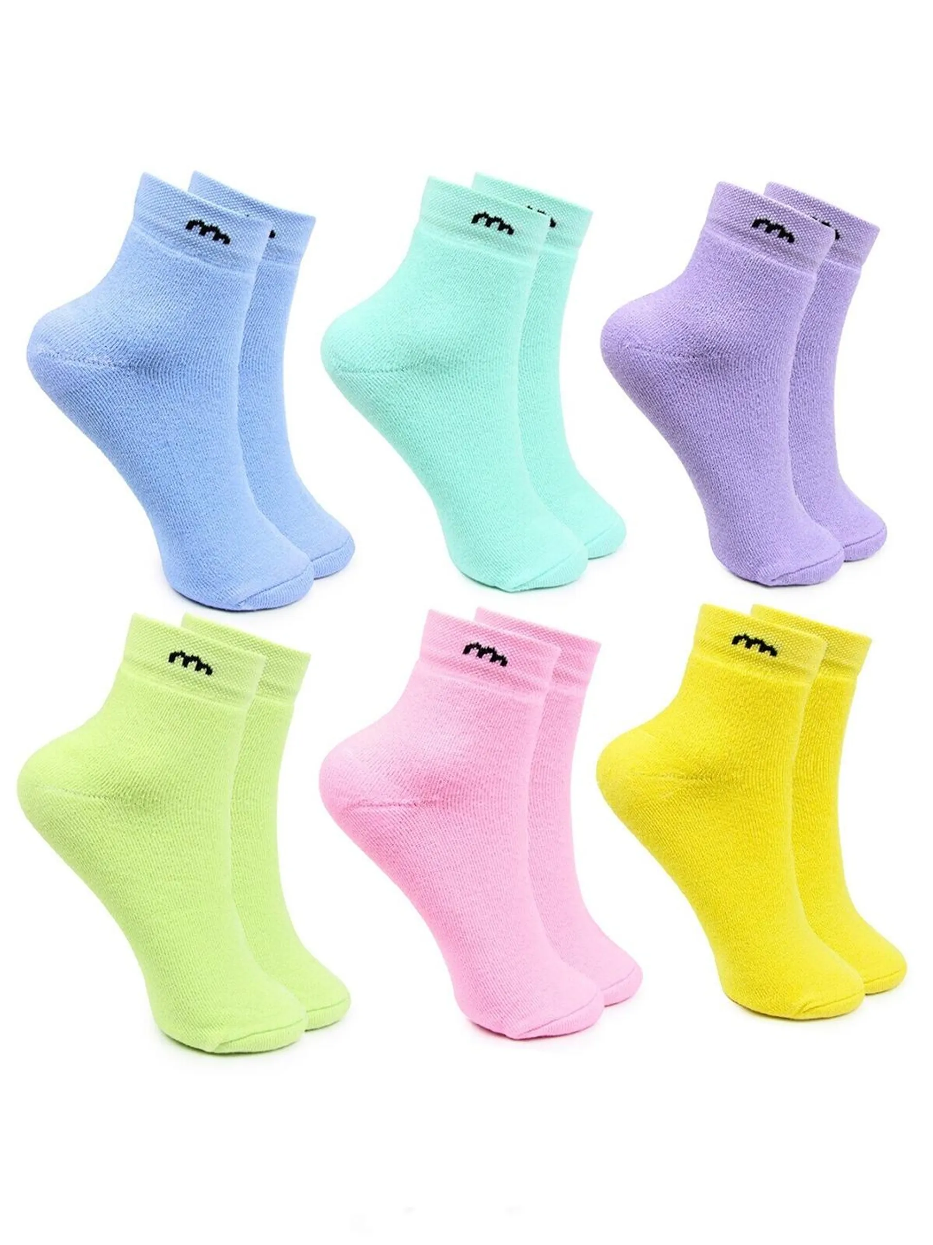 Kids Pack Of 6 Cotton Anti-Skid Ankle-Length Socks