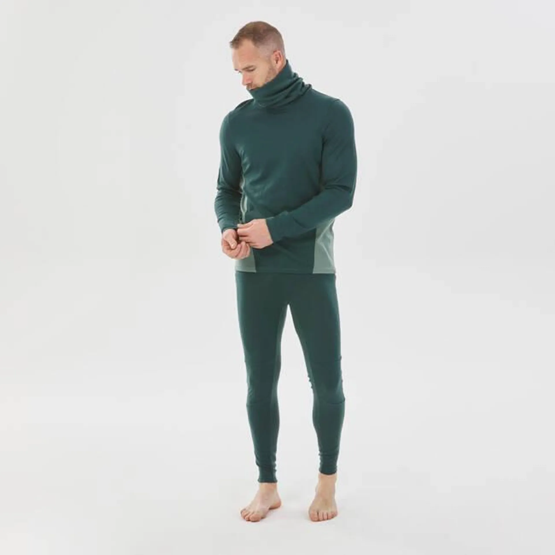 Men’s Ski Base Layer Top - BL 900 Wool Neck - Forest Green