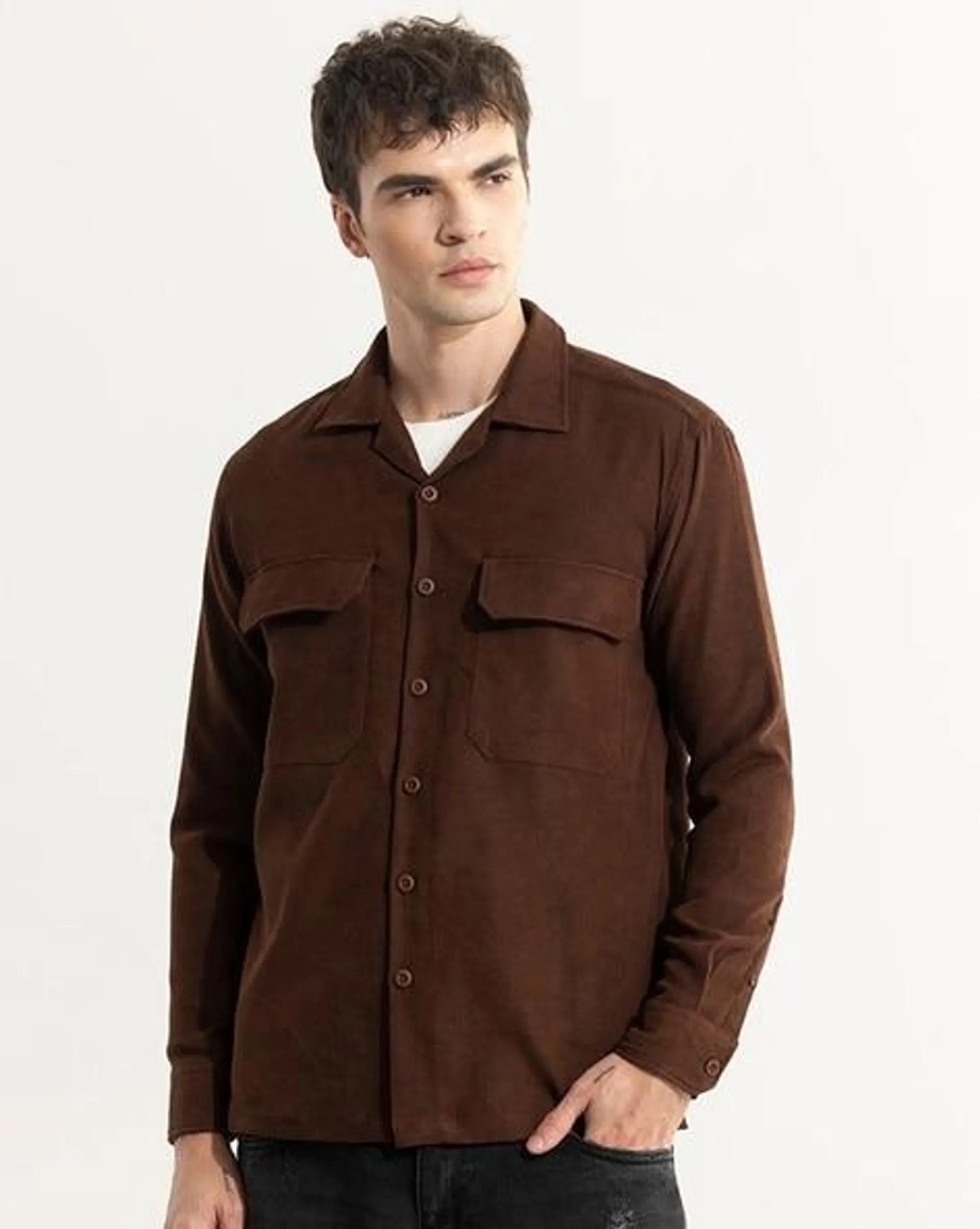 Chenille Relaxed Fit Shirt with Flap Pockets