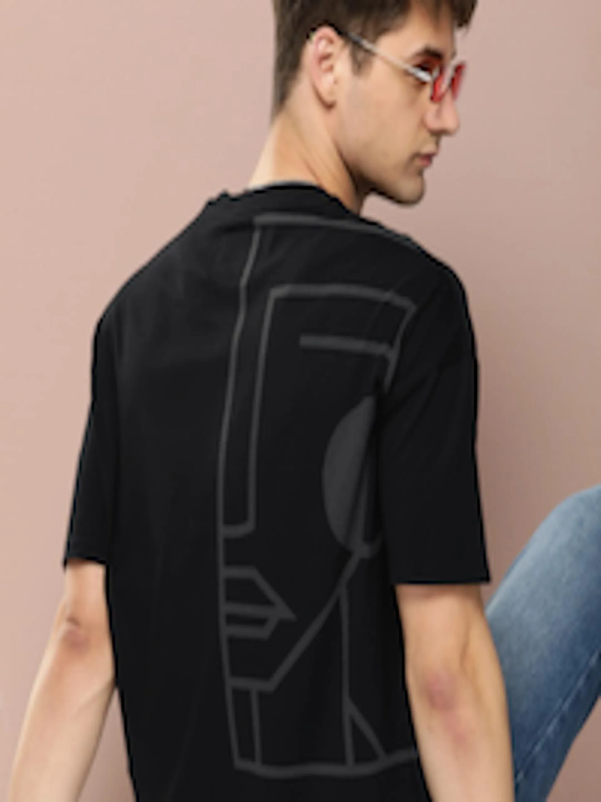 Men Printed Oversized Drop-Shoulder Pure Cotton T-shirt