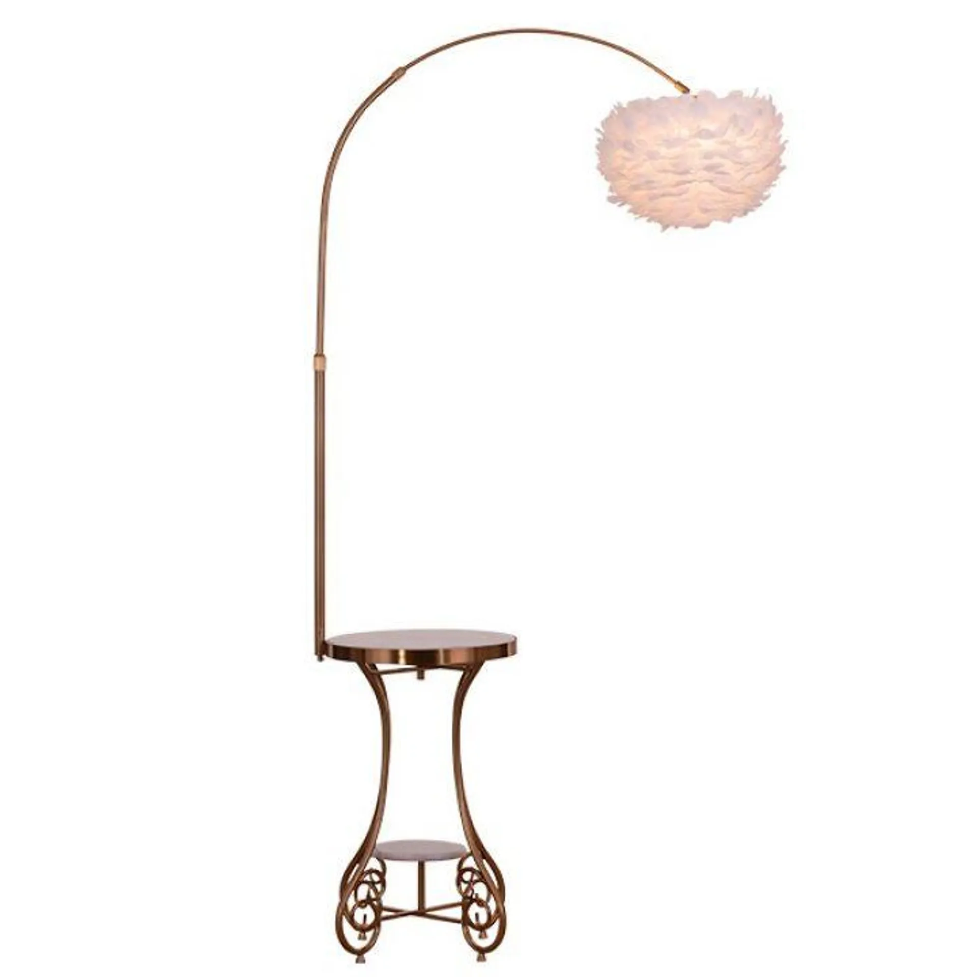 Bird In Hand Faux Feather Shade Marble Floor Lamp