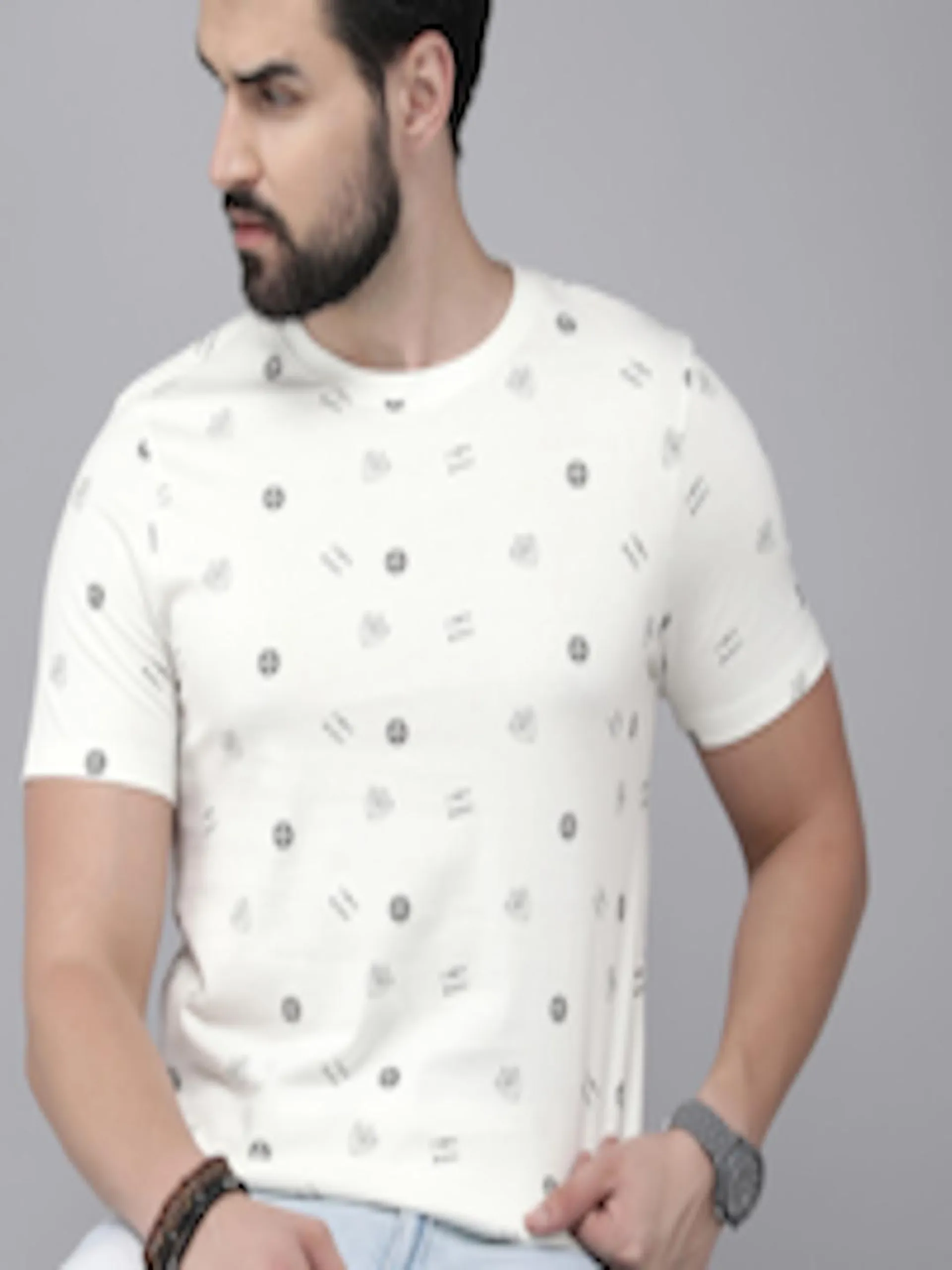 The Lifestyle Co. Men Brand Logo Printed Pure Cotton T-shirt