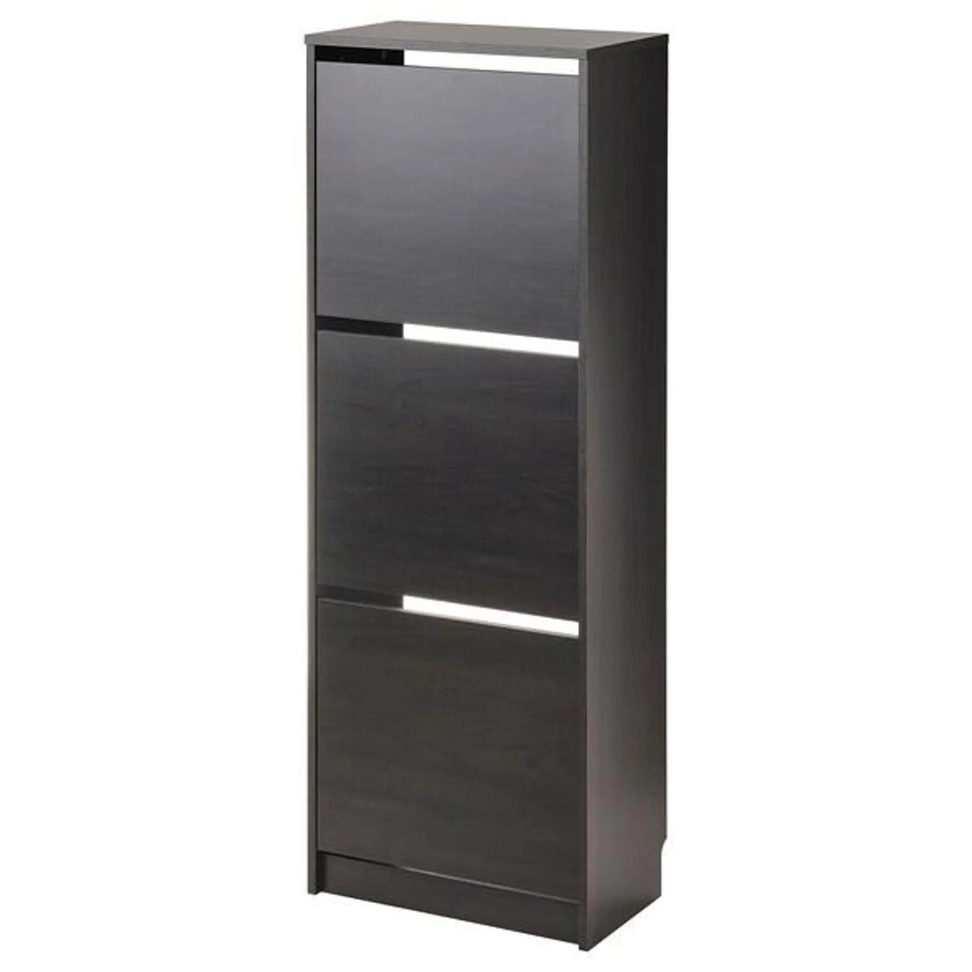 Shoe cabinet with 3 compartments, black-brown,