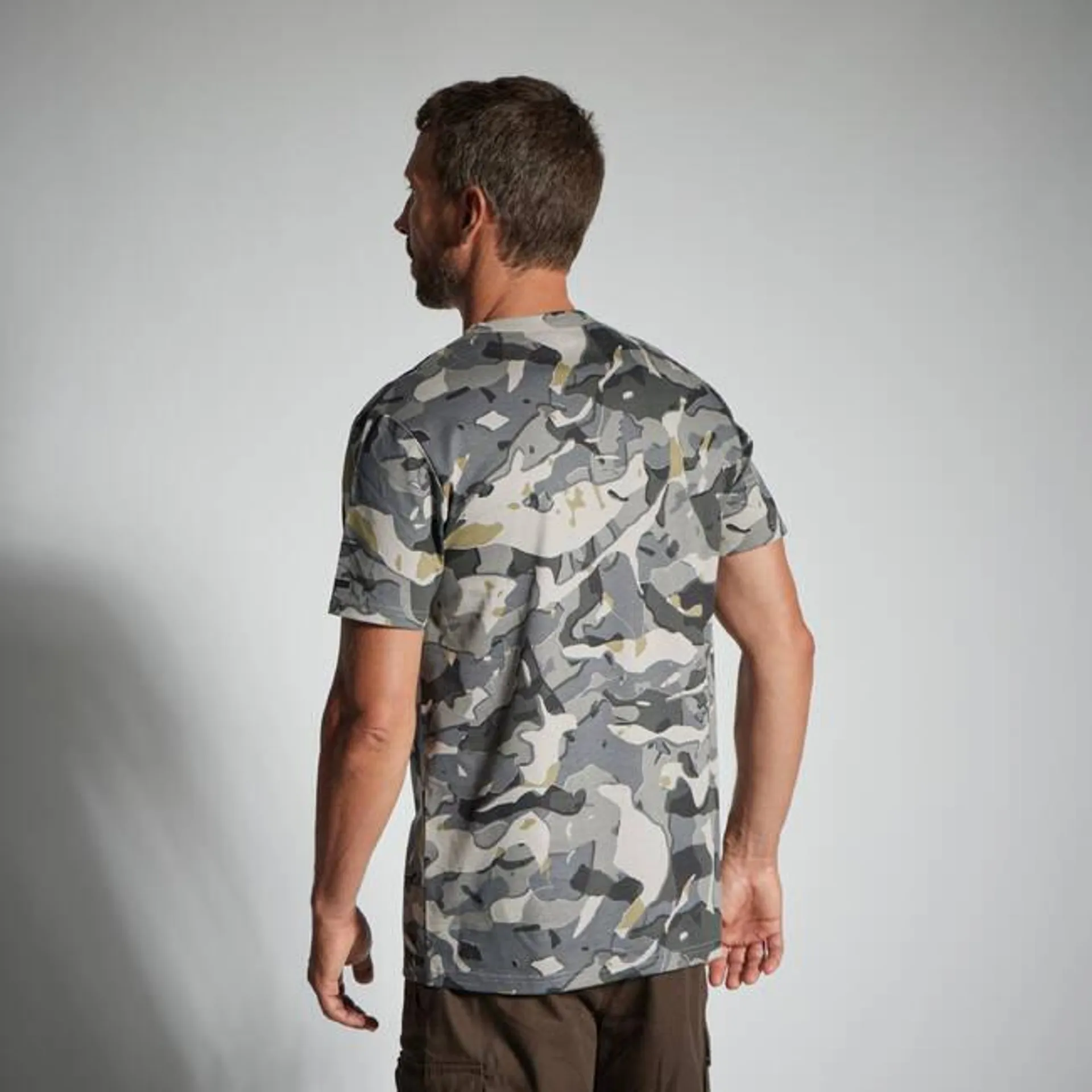 Men Cotton T-Shirt Army Military Camo Print SG-100 - Woodland Grey