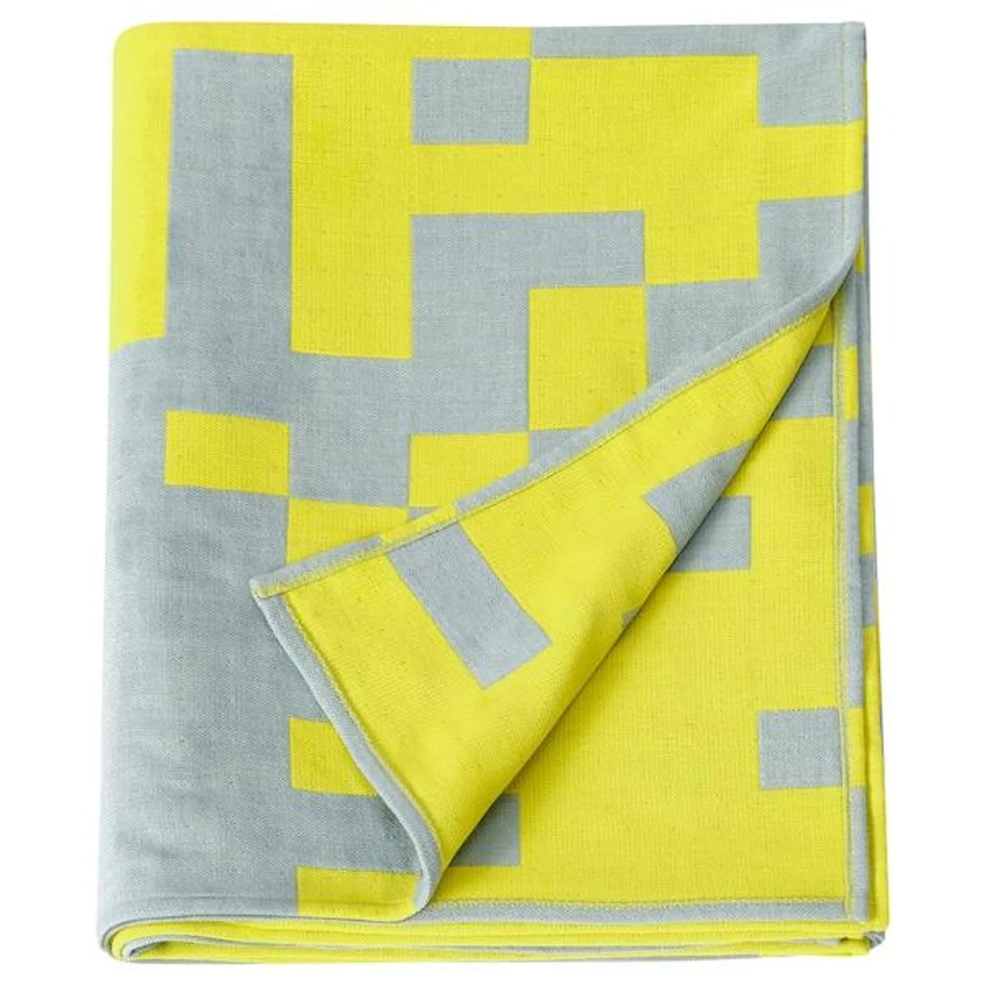 Throw, pale blue/bright yellow,