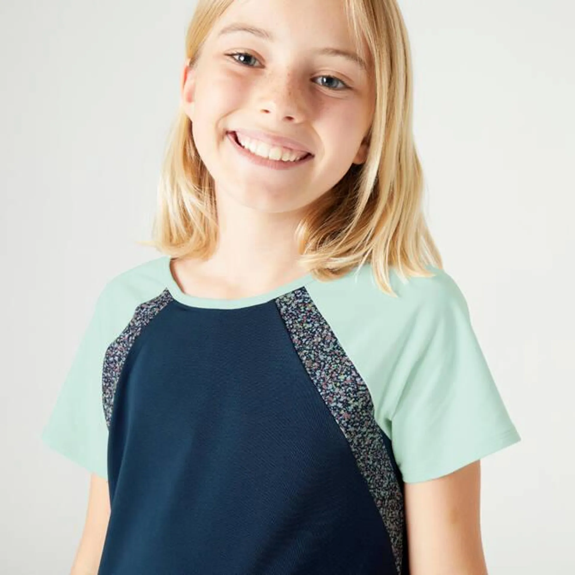 Girls Breathable Quick Dry T-Shirt S500 - Navy