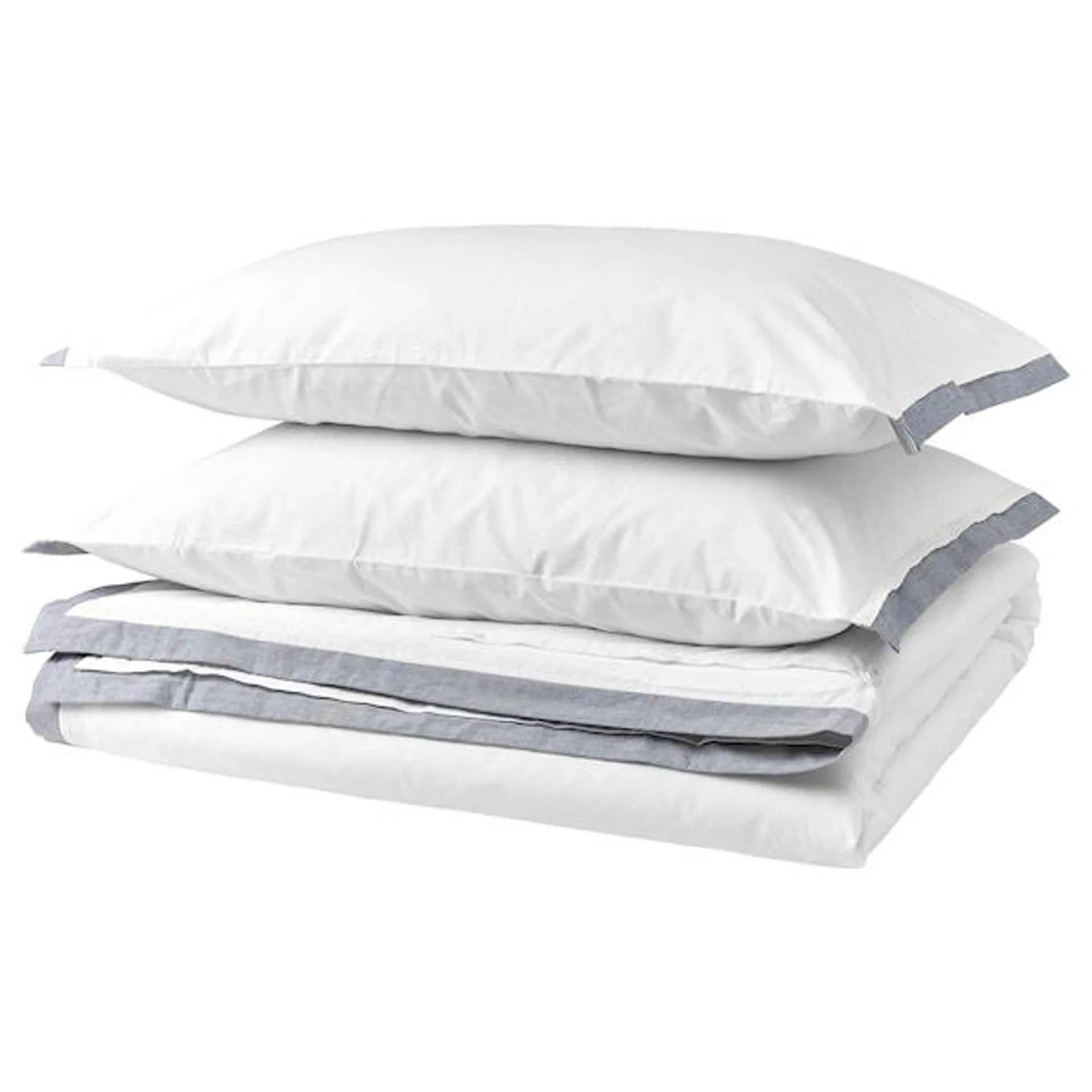 Duvet cover and 2 pillowcases, white/blue,