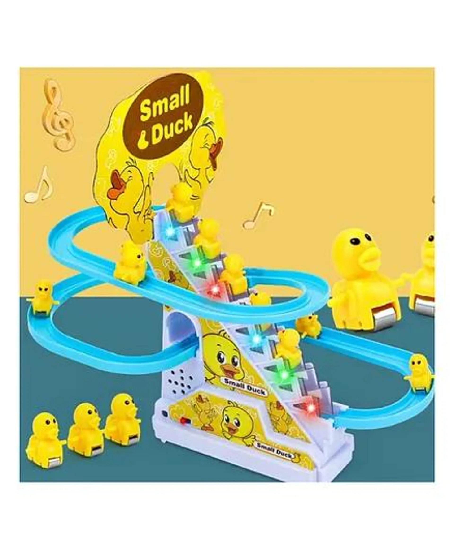ADKD Musical Duck Track Slide and Climb Stairs Toys with 3 Duck (Color & Design of Track May Vary)