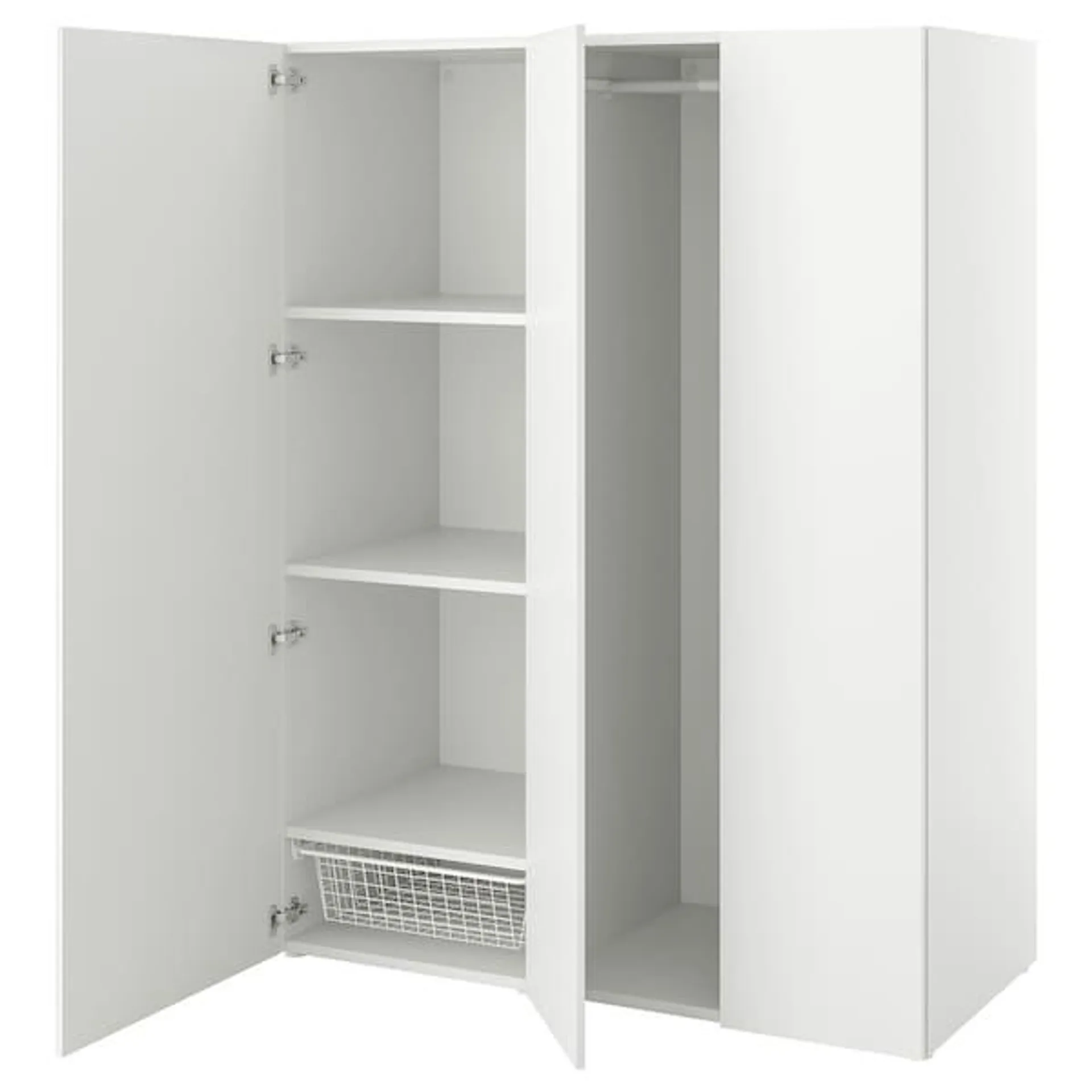 Wardrobe with 3 doors, white/Fonnes white,