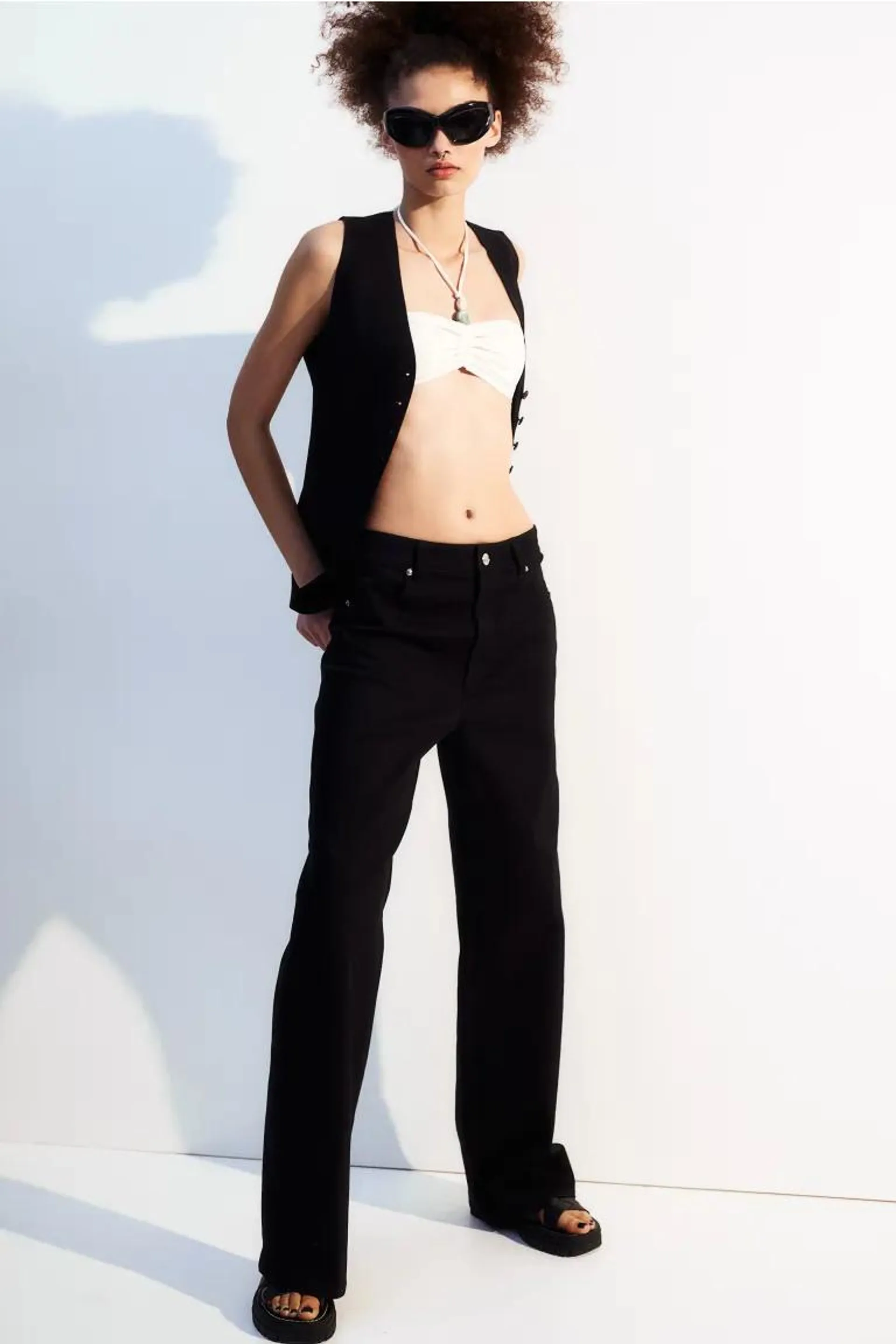 Wide twill trousers