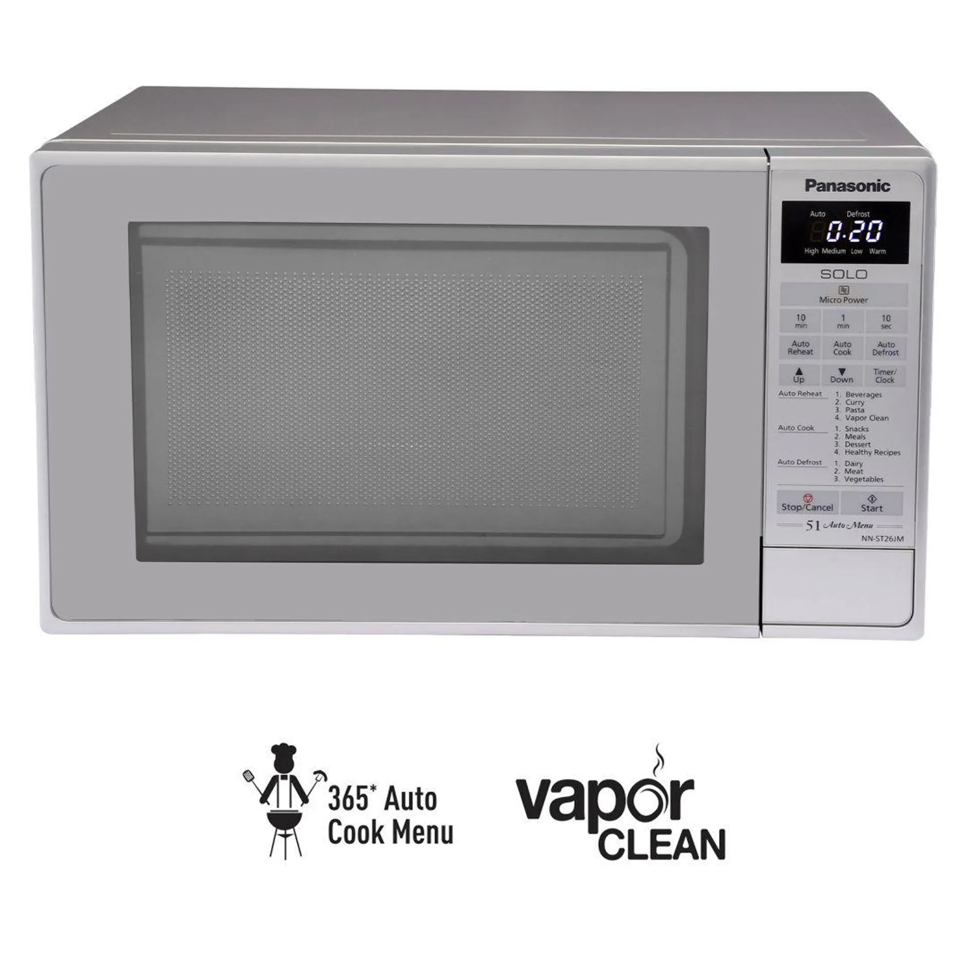 20L Solo Microwave Oven (NN-ST26JMFDG, Silver, 51 Auto Cook Menus)