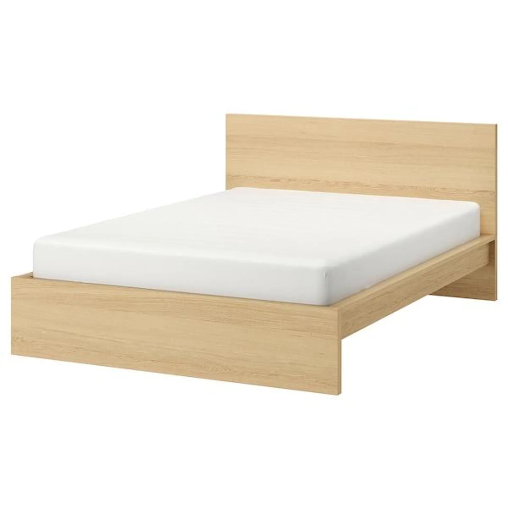 Bed frame, high, white stained oak veneer/Luröy,