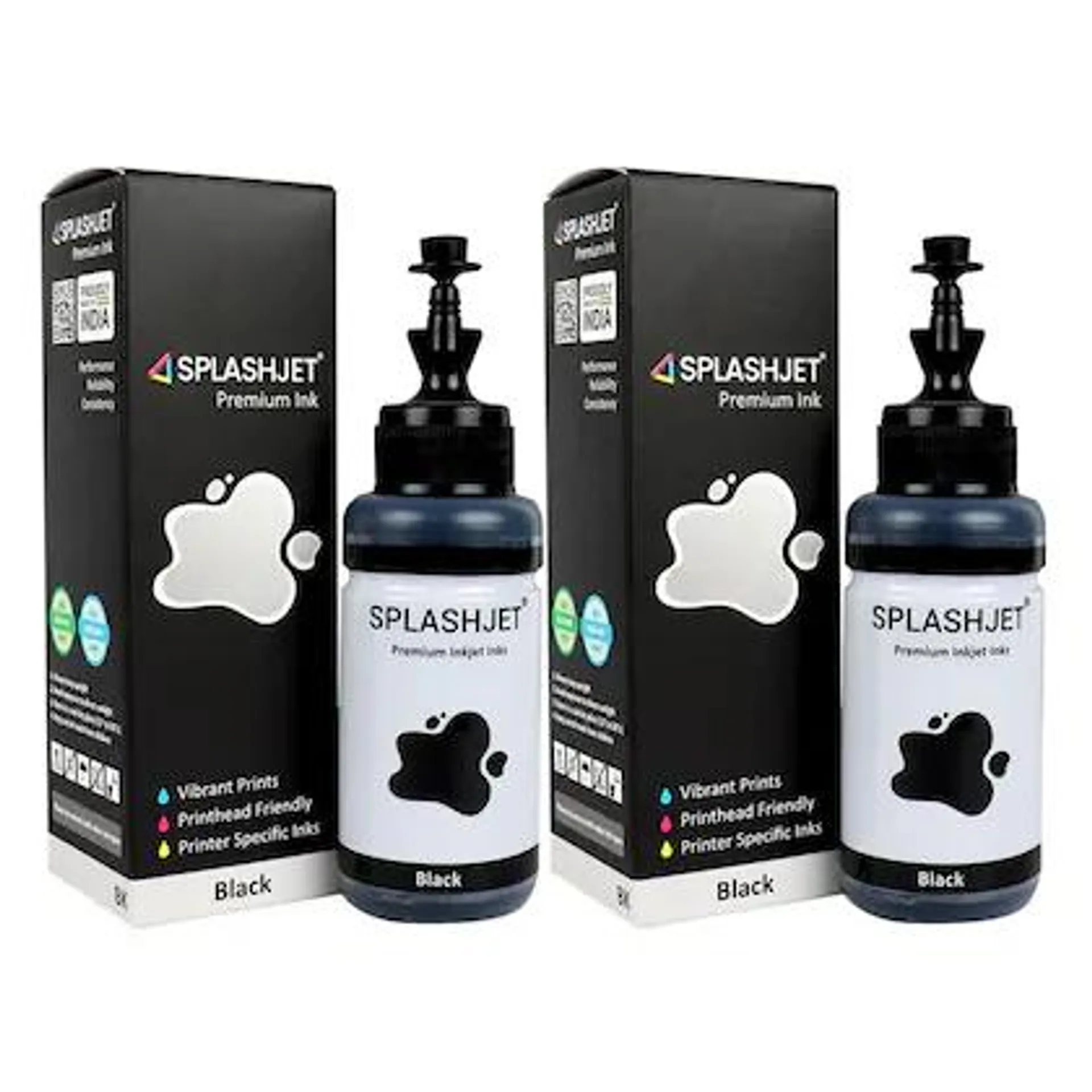 Splashjet T664 Black Ink for Epson L130, L360, L380, L361, L565, L210, L220, L310, L350, L355, L365, L385, L405, L455, L485, L550, L555, L605, L1300 Printer (70g x 2 Bottle) Black - 501757