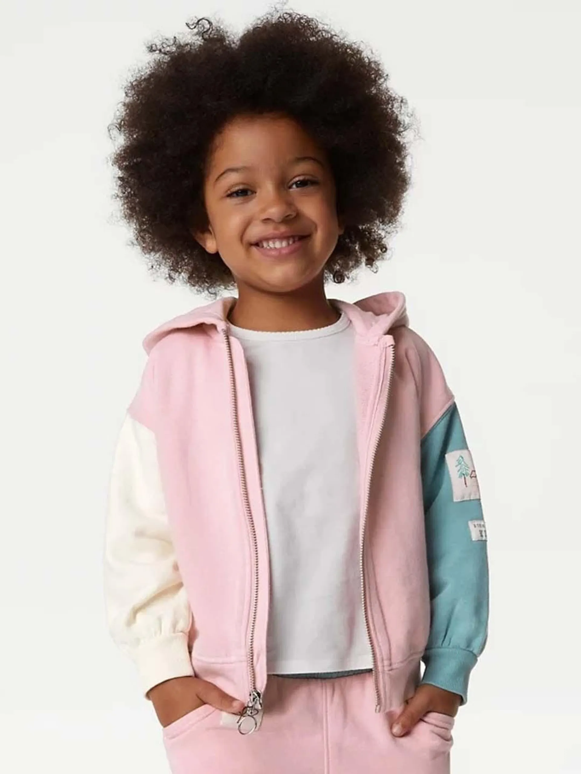 Girls Colourblocked Hooded Pullover Sweatshirt