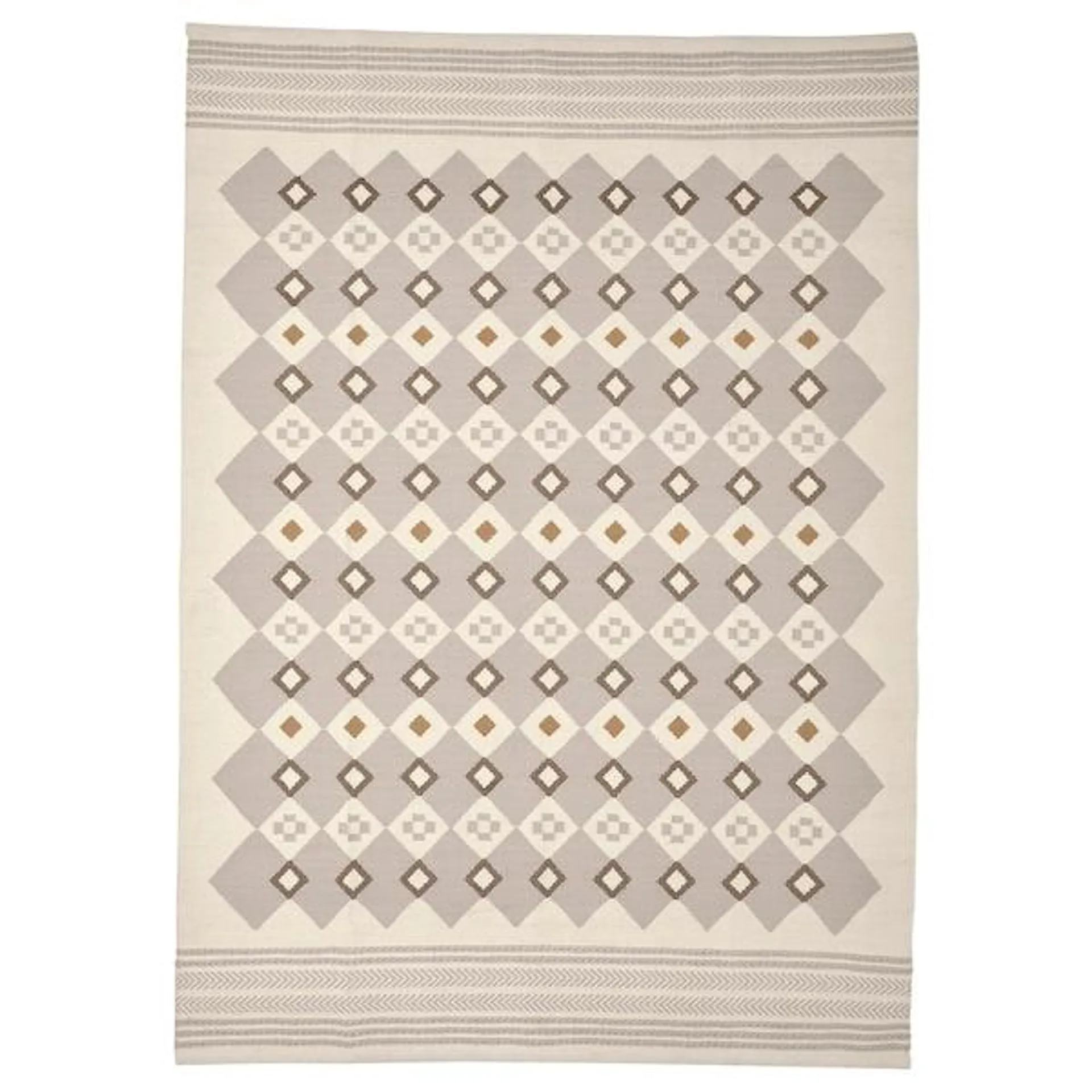 Rug, flatwoven, off-white grey/handmade,