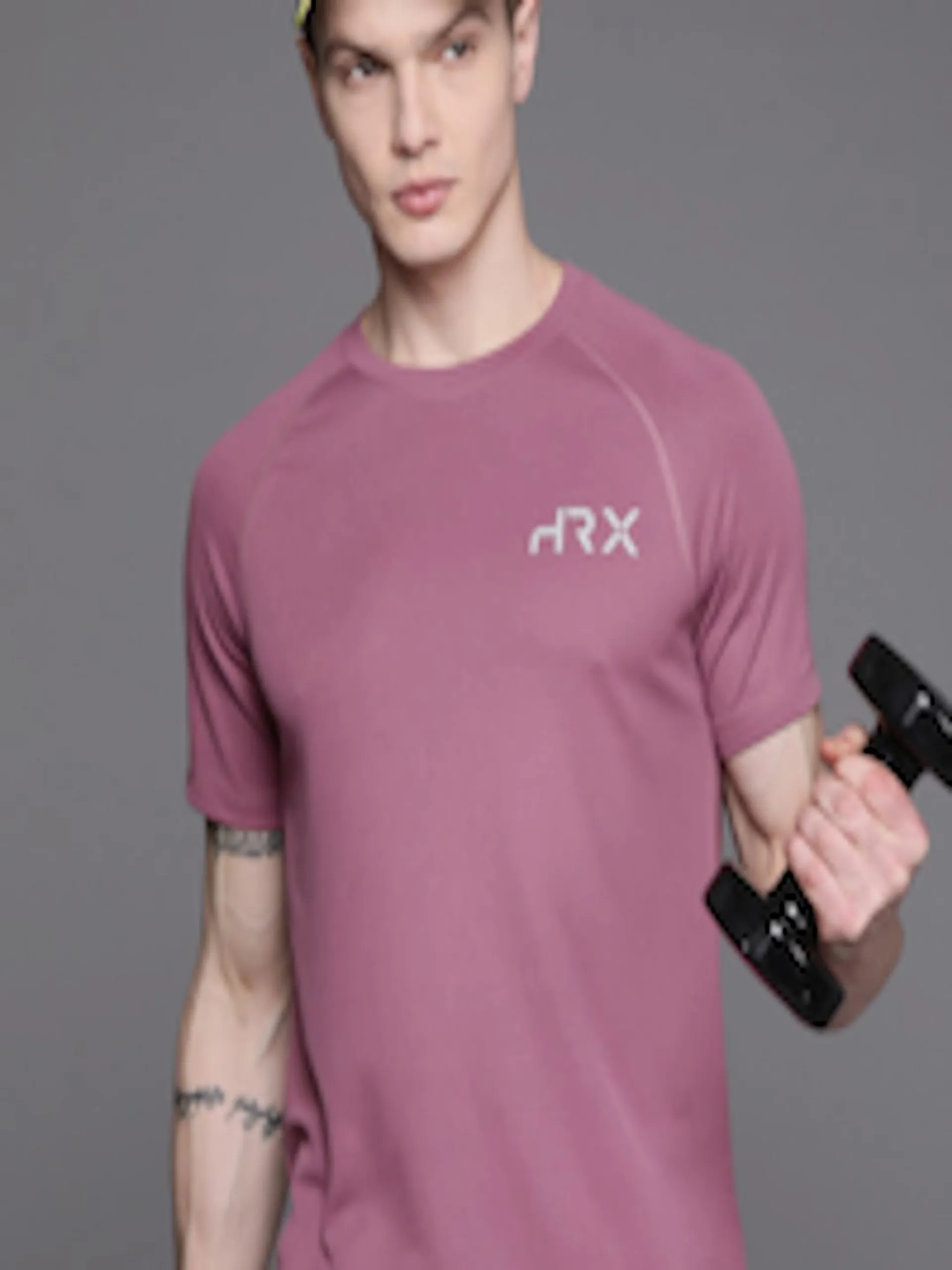 Men Brand Logo Printed Raglan Sleeves Rapid-Dry Sports T-shirt
