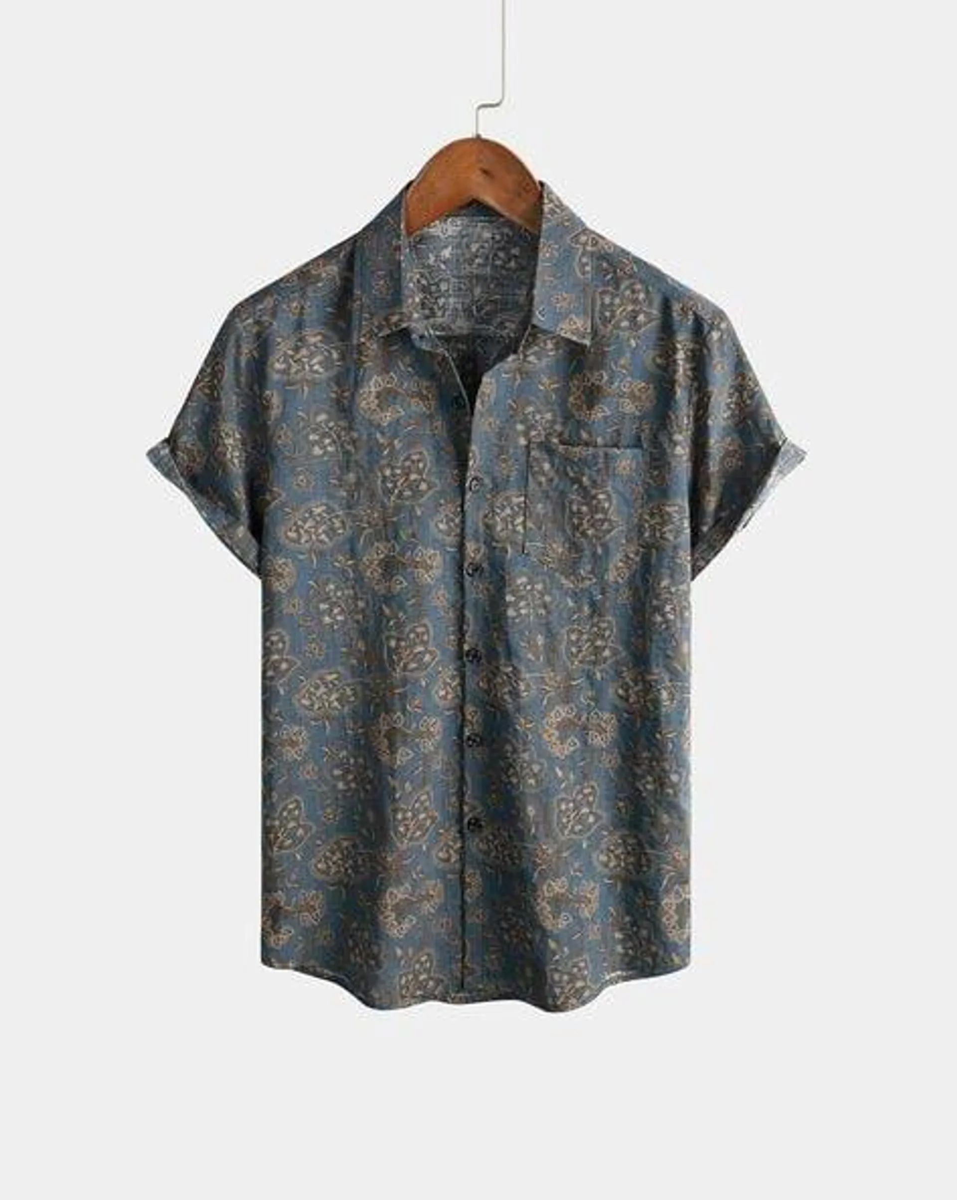 Men Leaf Print Regular Fit Shirt