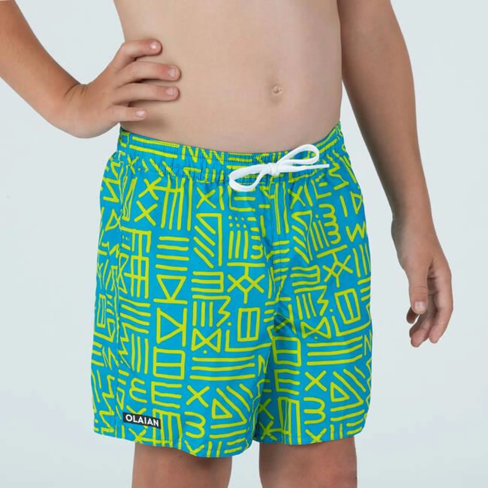 Boy's swim shorts - 100 sign blue green