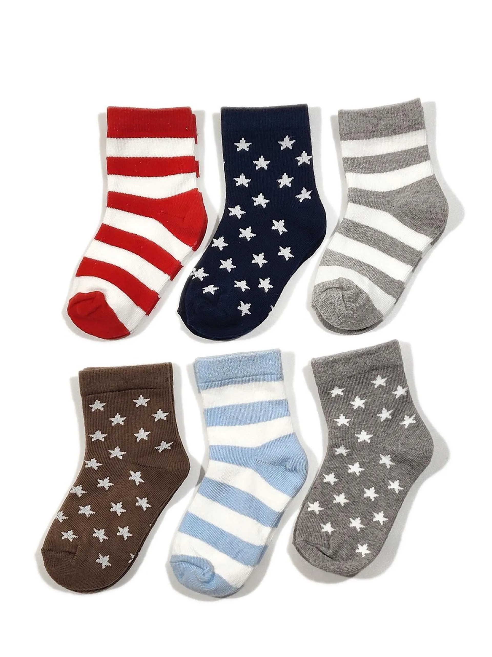 Kids Pack of 6 Printed Bamboo Organic Cotton Ankle Length Socks