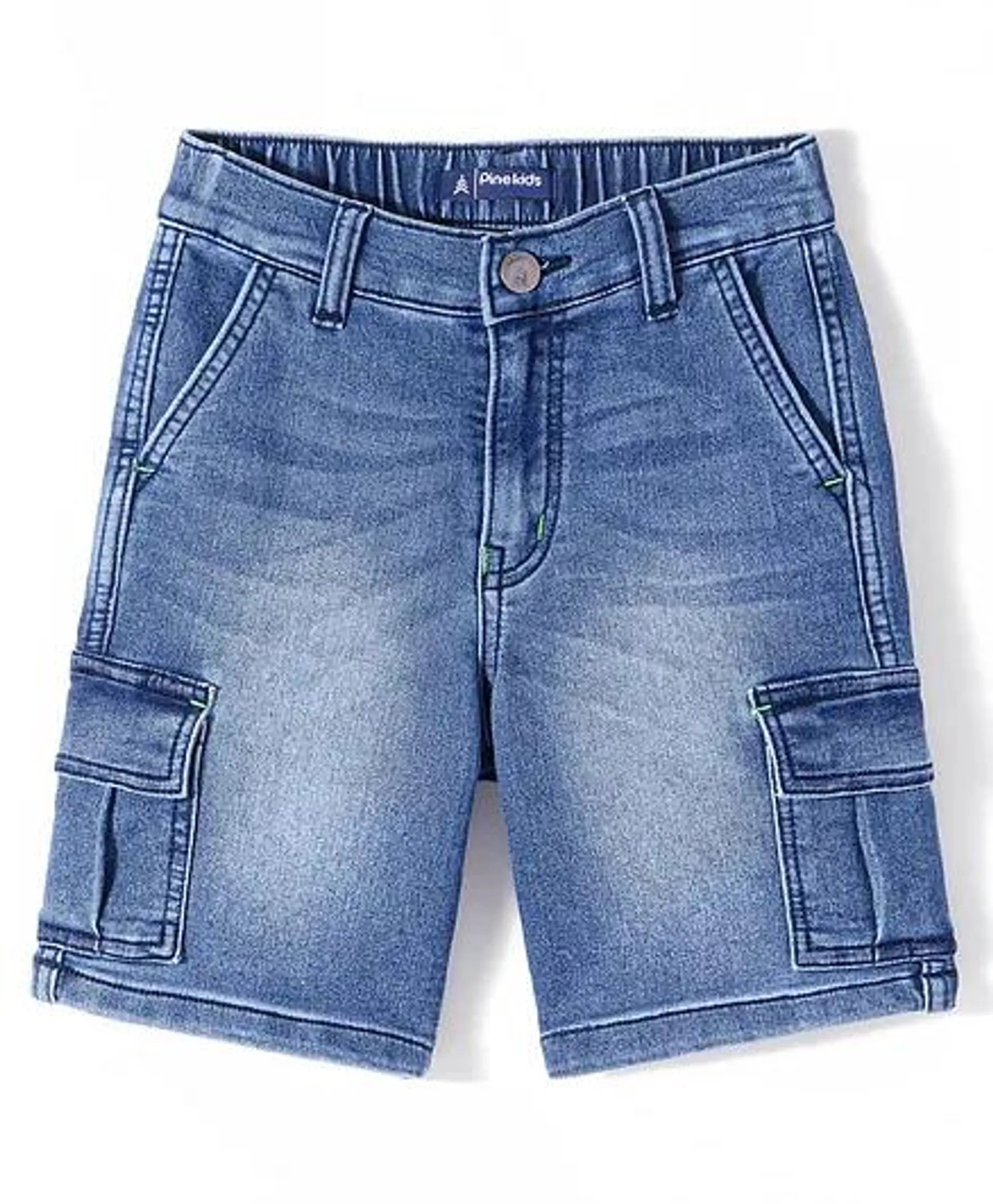 Pine Kids Denim Above Knee Length Shorts - Blue