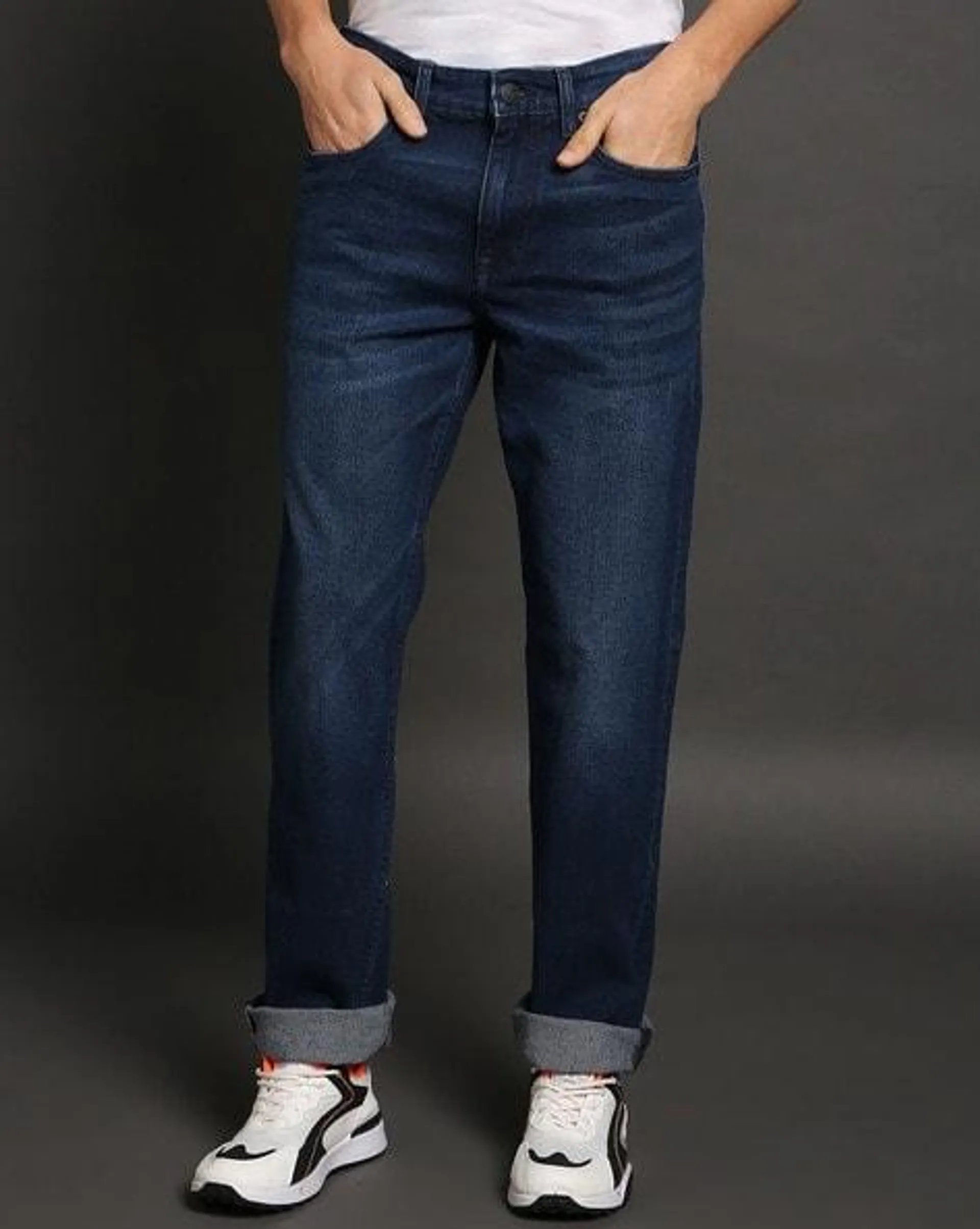 Men Harold Mid-Wash Slim Straight Fit Jeans