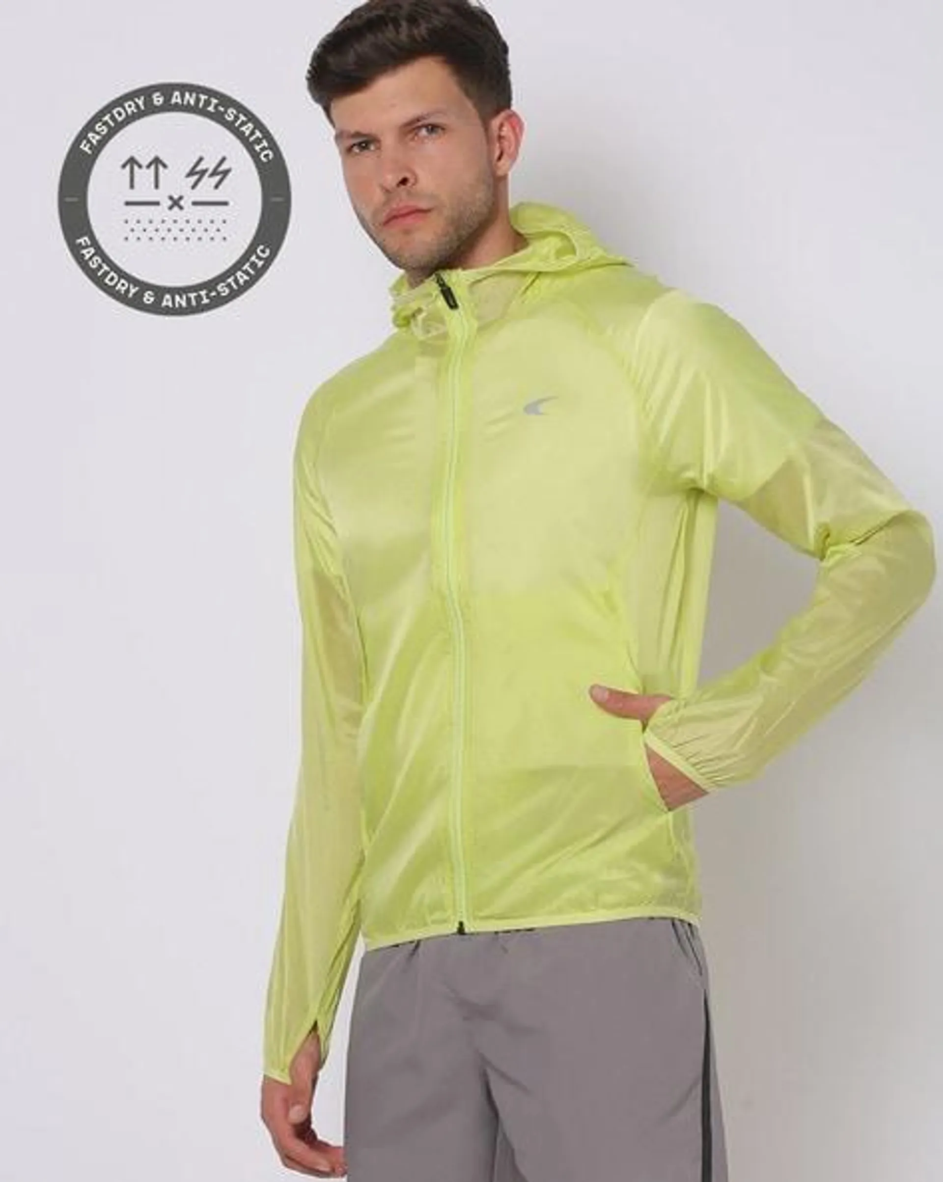 Hooded Running Jacket with Raglan Sleeves