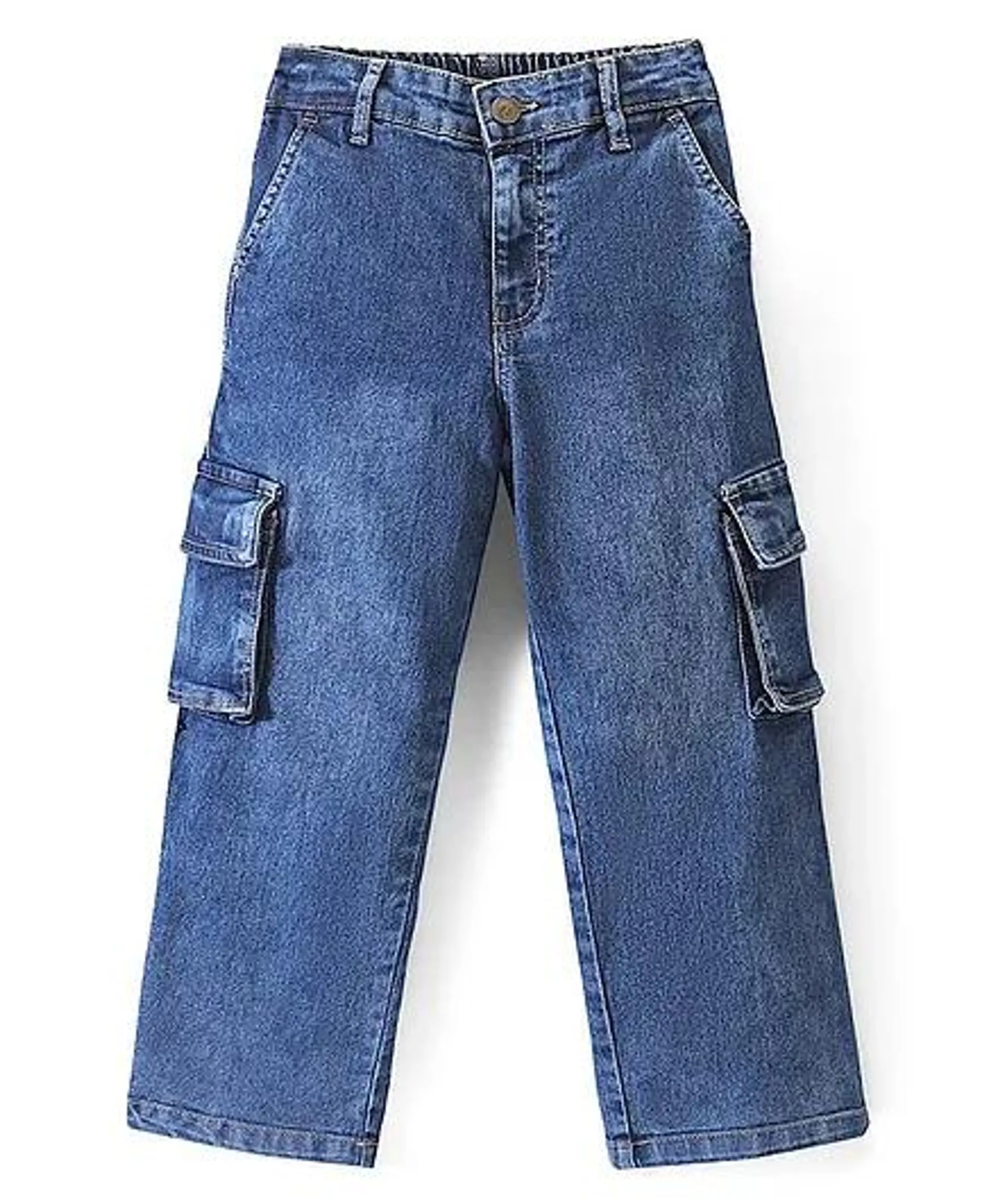 Pine Kids Washed Full Length Denim Jeans - Mid Blue