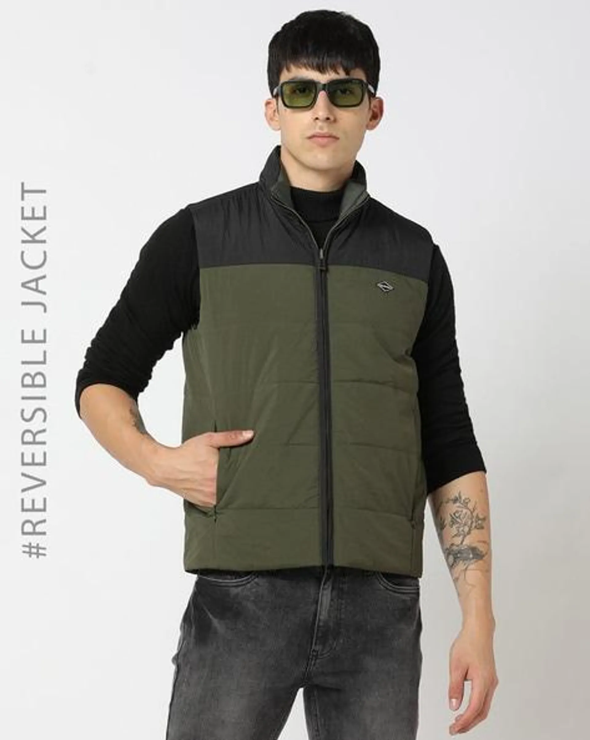 Slim Fit Zip-Front Reversible Gilet