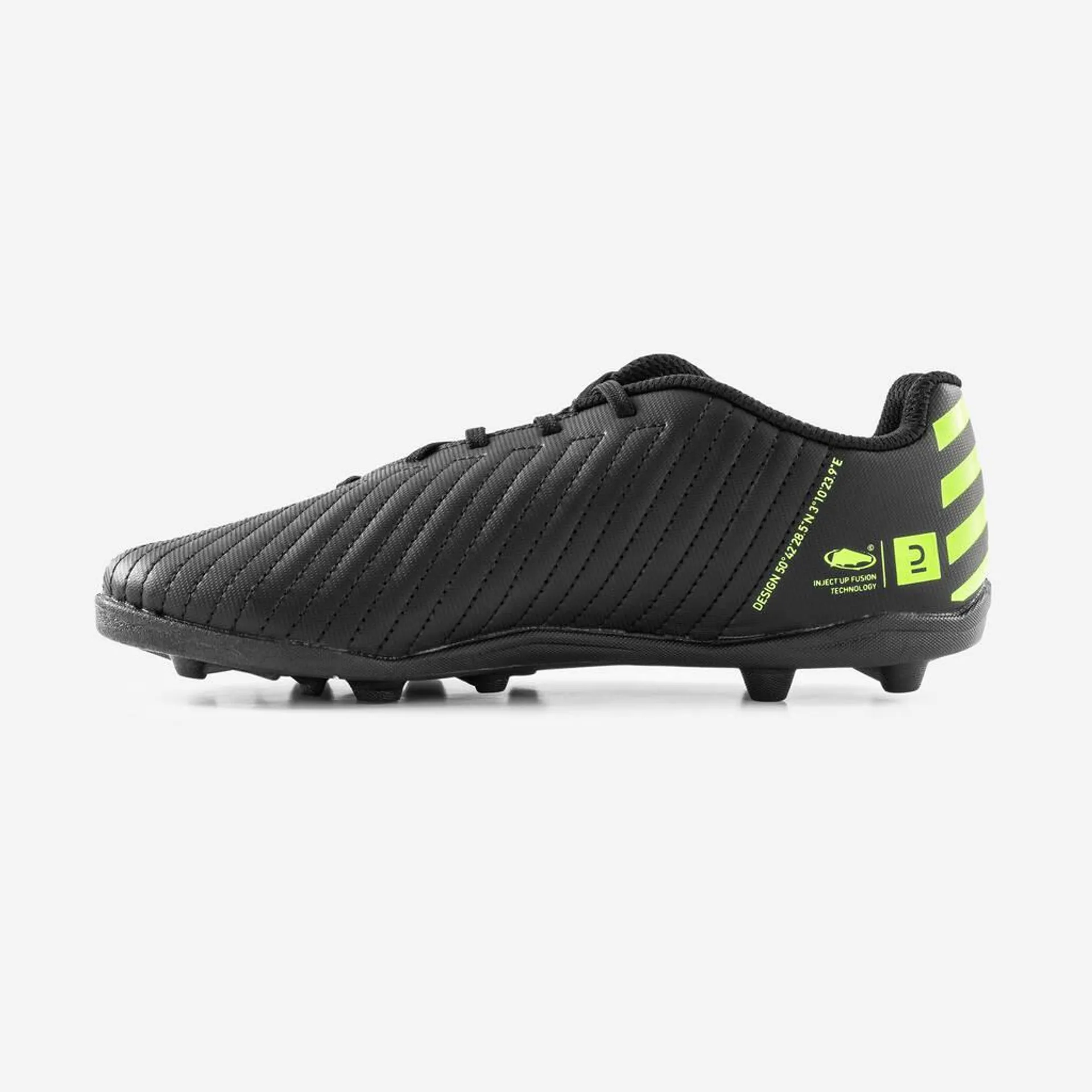 Kids' Football Boots Lace 100 Grass - Black/Yellow