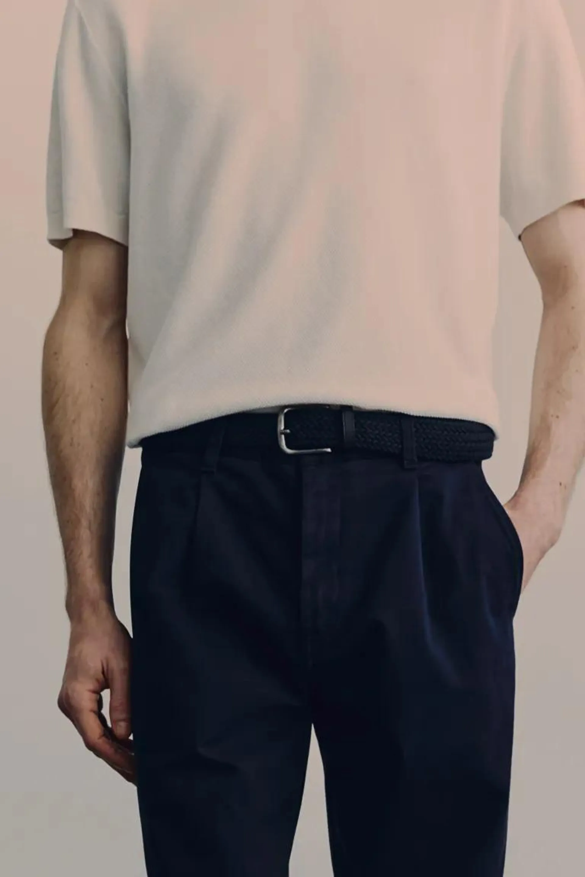 Regular Fit Cropped Cotton Chinos