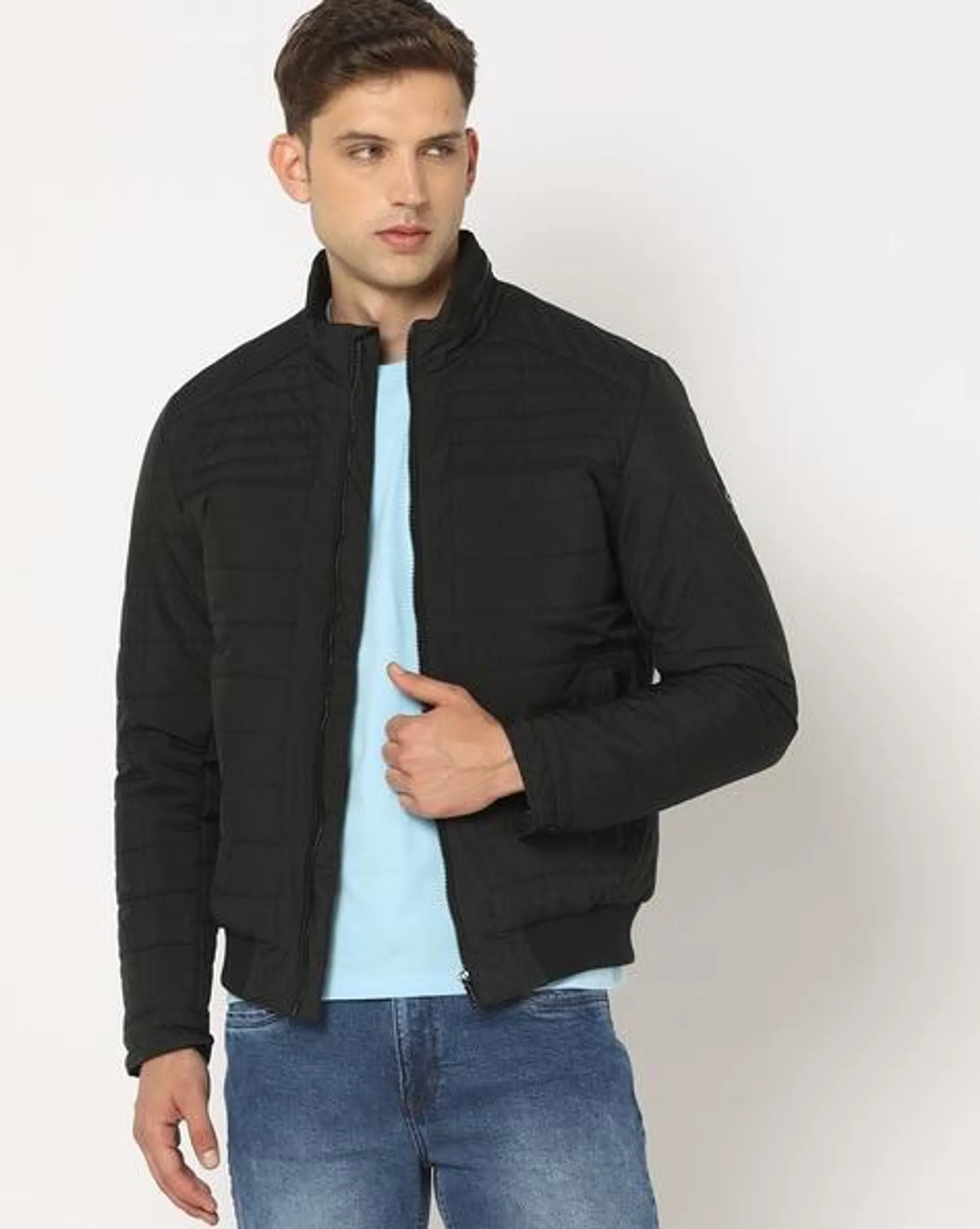 Men Regular Fit Zip-Front Puffer Jacket