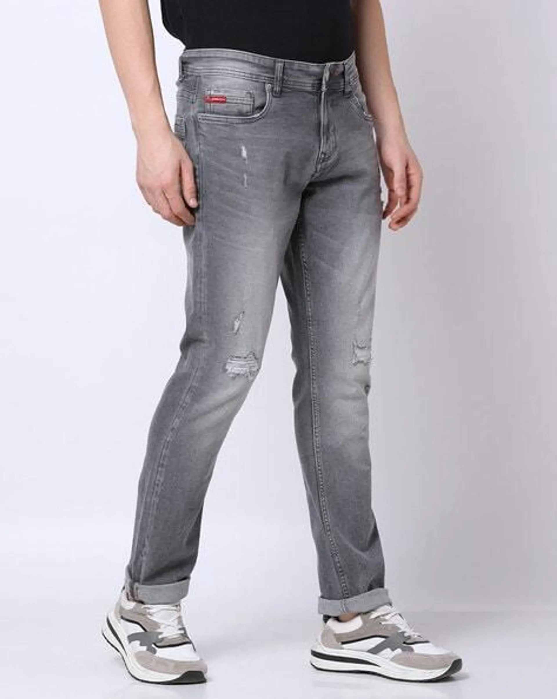 Men Mid-Wash Slim Fit Jeans