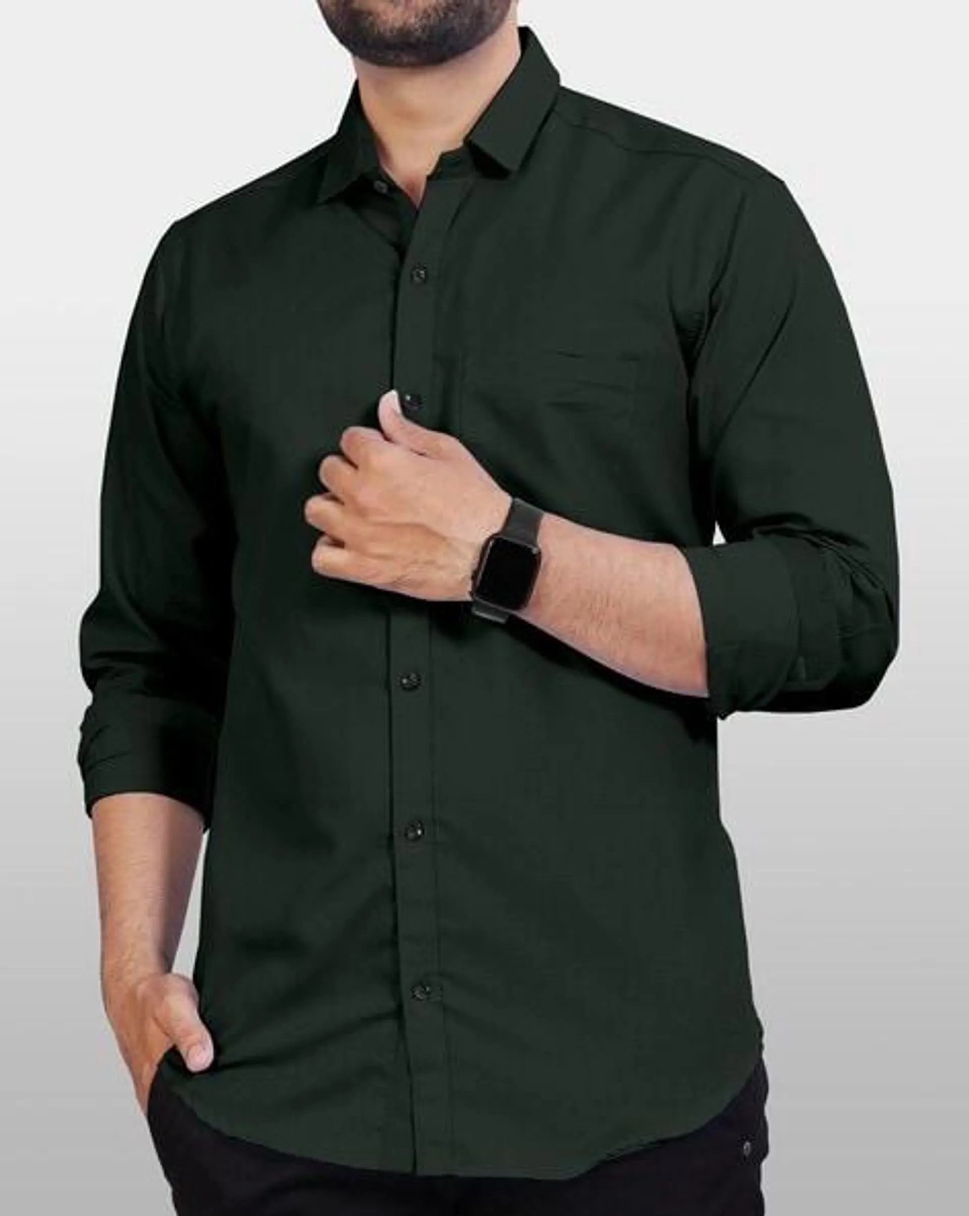 Men Regular Fit Shirt with Patch Pocket