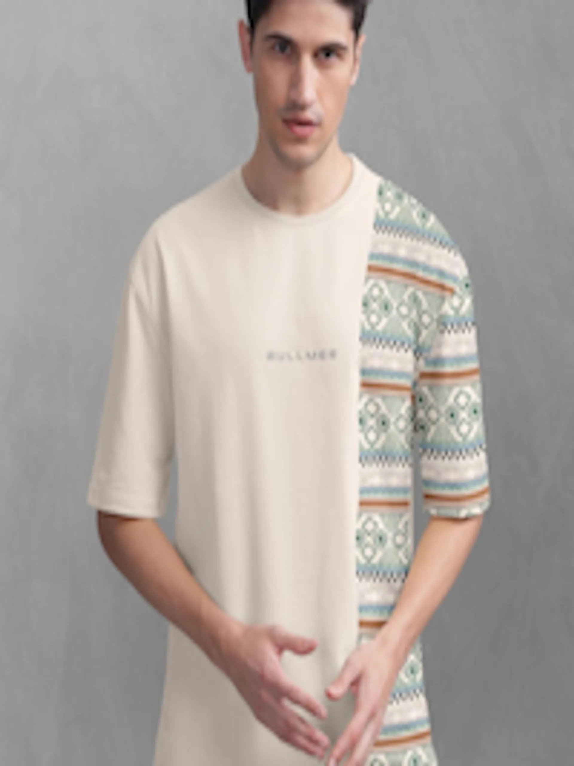 Tribal Printed Oversized Cotton T-shirt