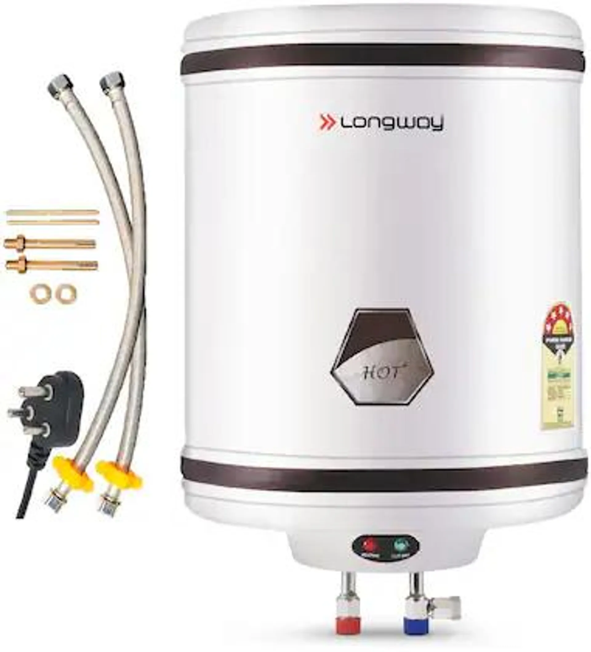 Longway Hotplus 25 Ltr 5 Star Rated Automatic Storage Water Heater for Home, Water Geyser, Water Heater, Electric Geyser with Multiple Safety System & Anti-Rust Coating | 1-Year Warranty | (Ivory, 25 Ltr)